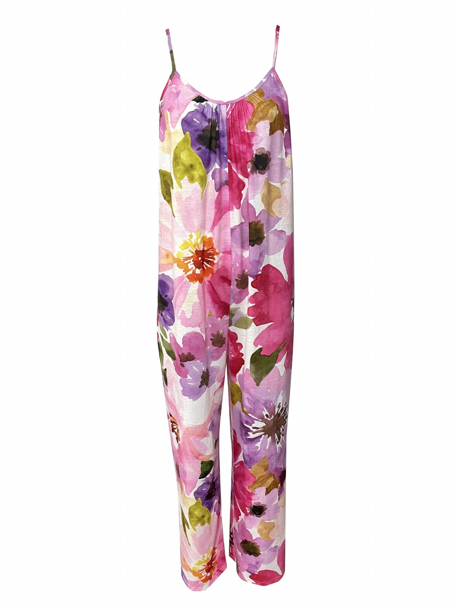 Graphic Print Cami Jumpsuit Sleeveless Wide Leg