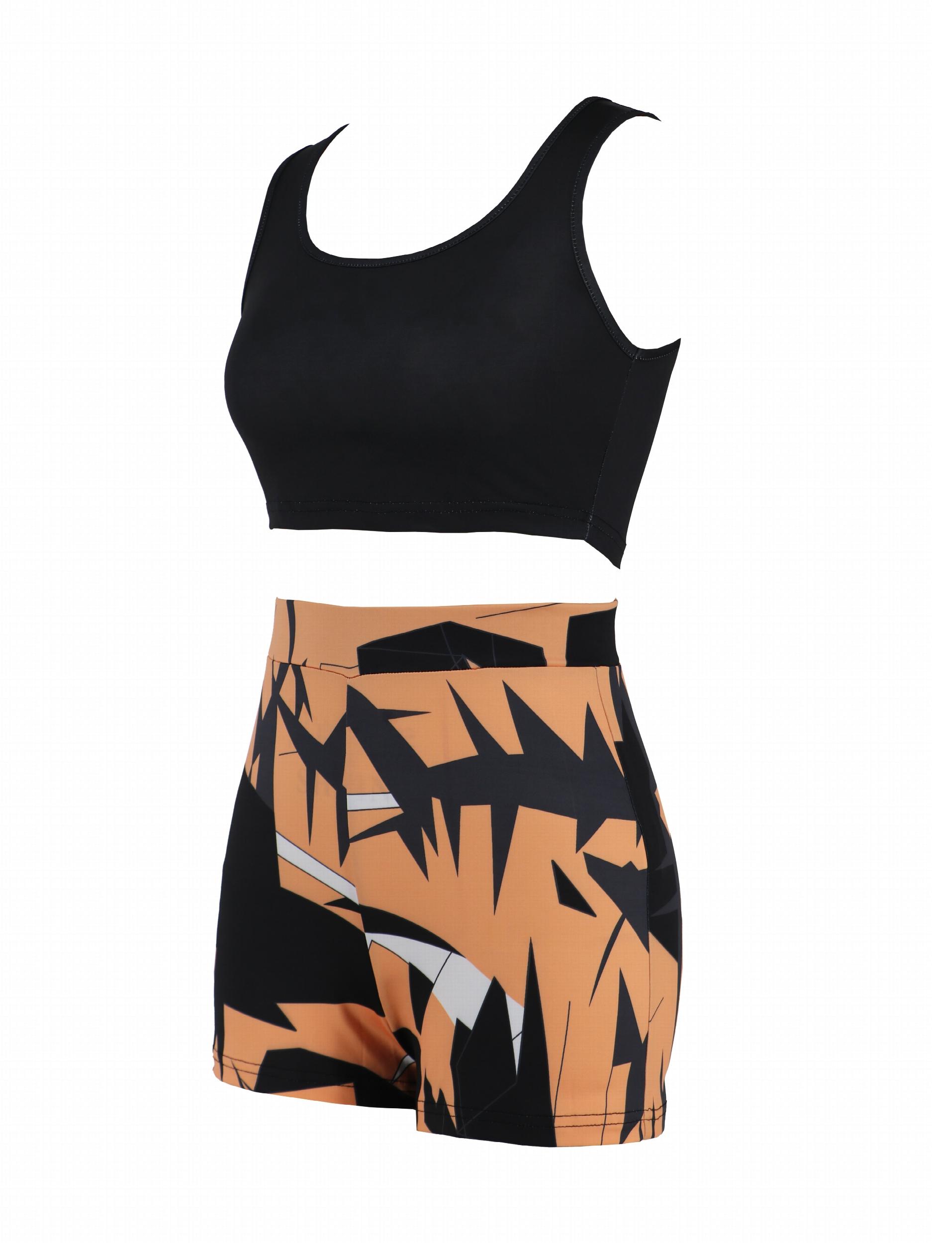 Sexy Slim 2pc Set Sleeveless Tank Top & Geo Print Shorts Outfits