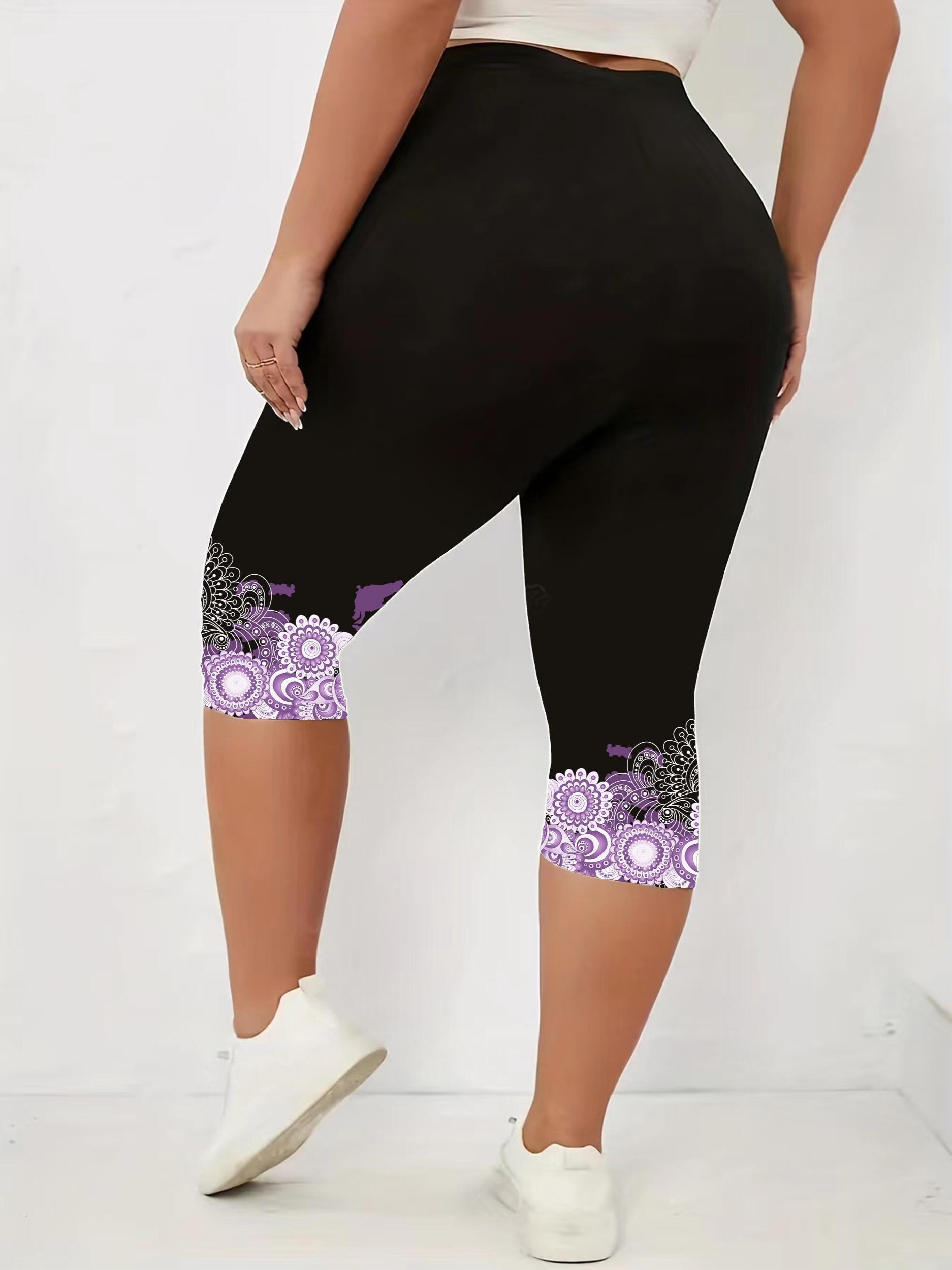 Floral Print Capri Leggings for Women