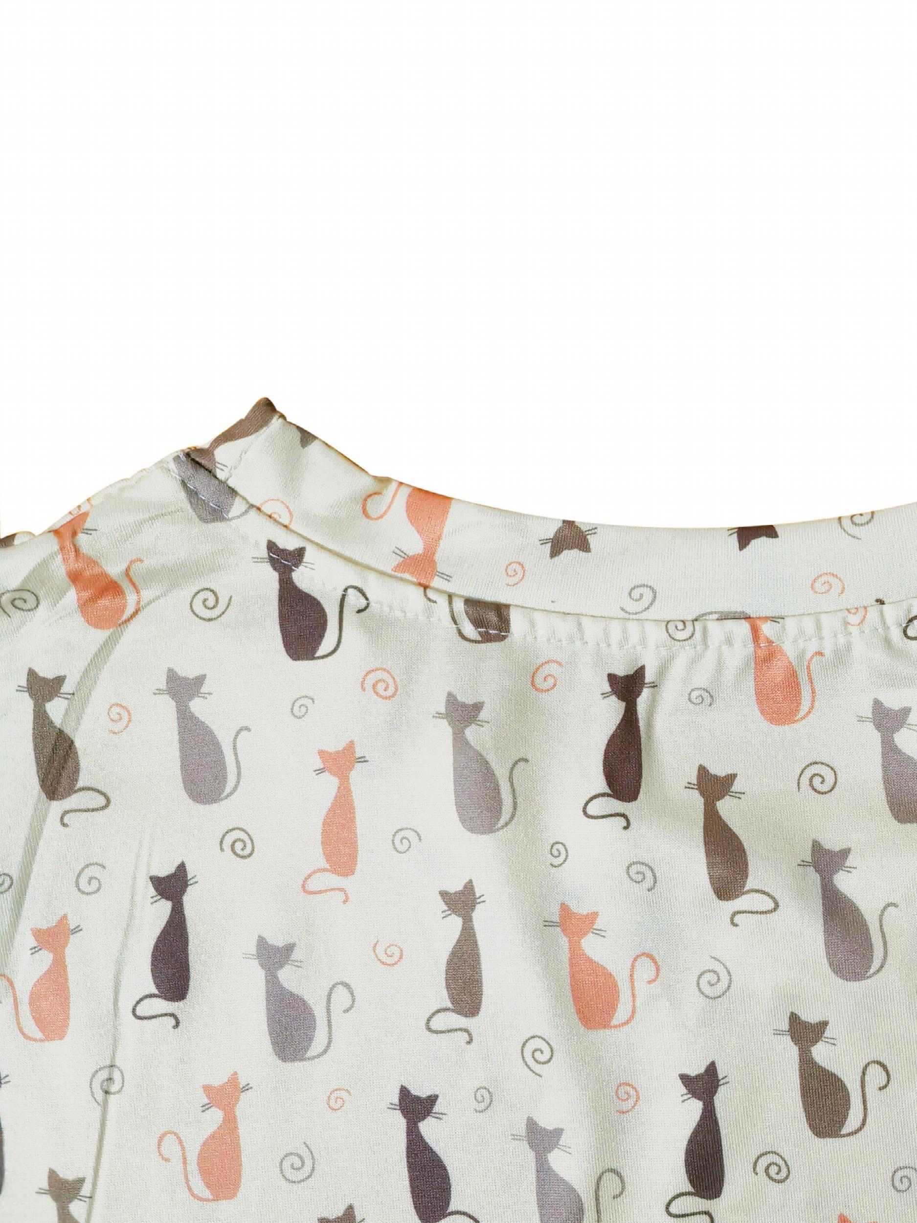 Cartoon Cat Print Tee & Shorts Pajama Set