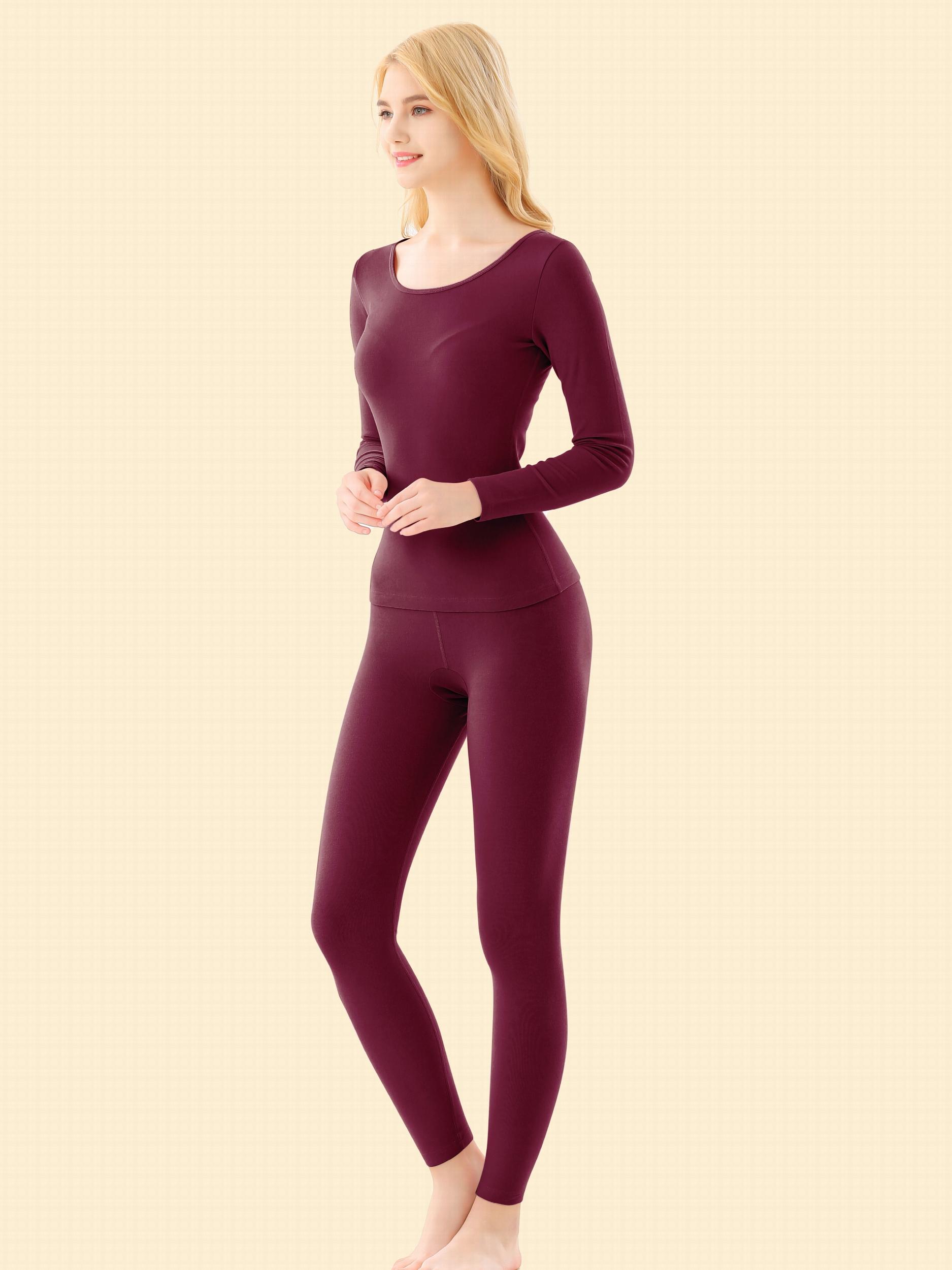 Women's Thermal Underwear Set Long Sleeve Crew Neck Tops & Pants