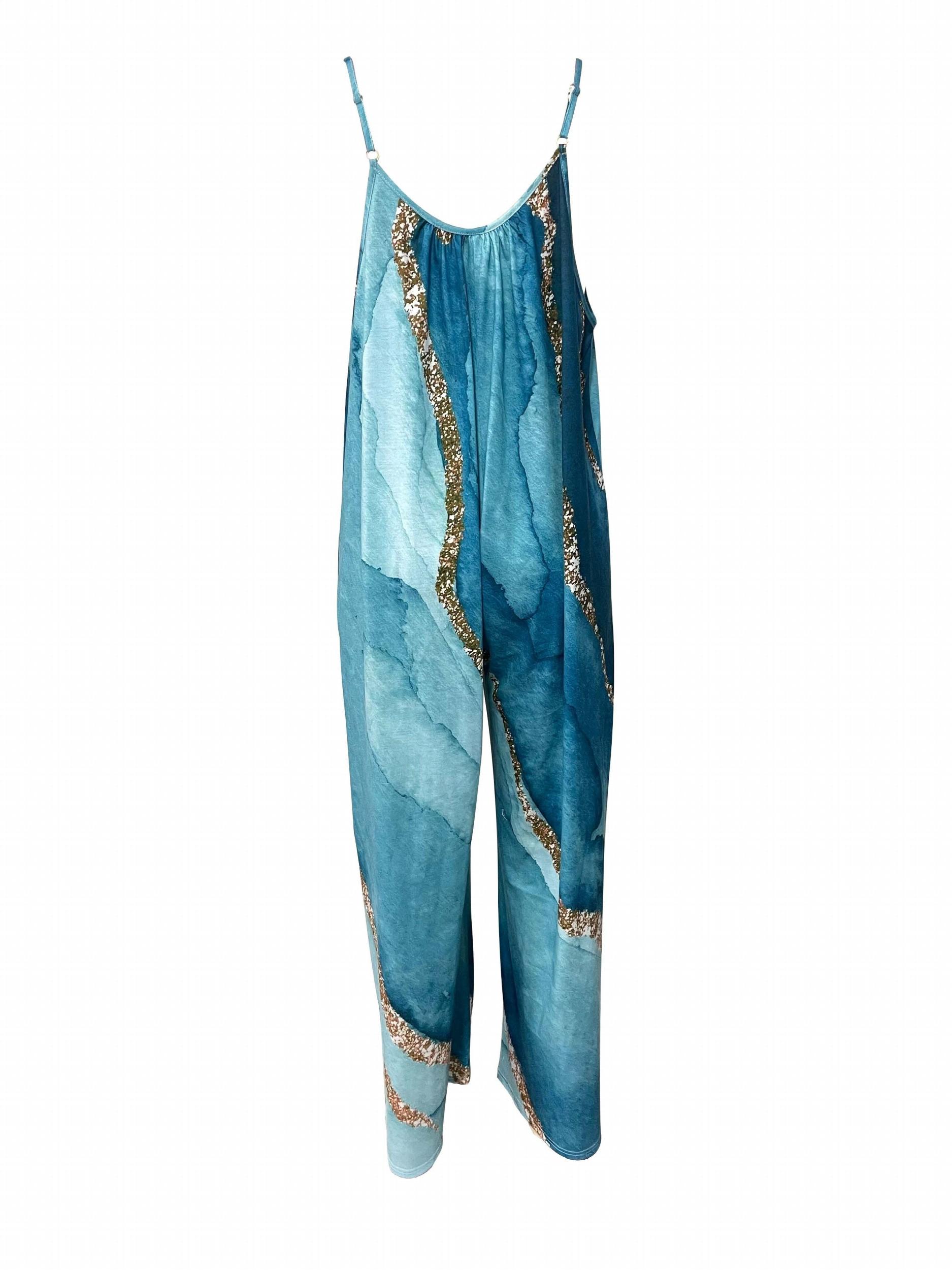 Graphic Print Cami Jumpsuit Sleeveless Wide Leg