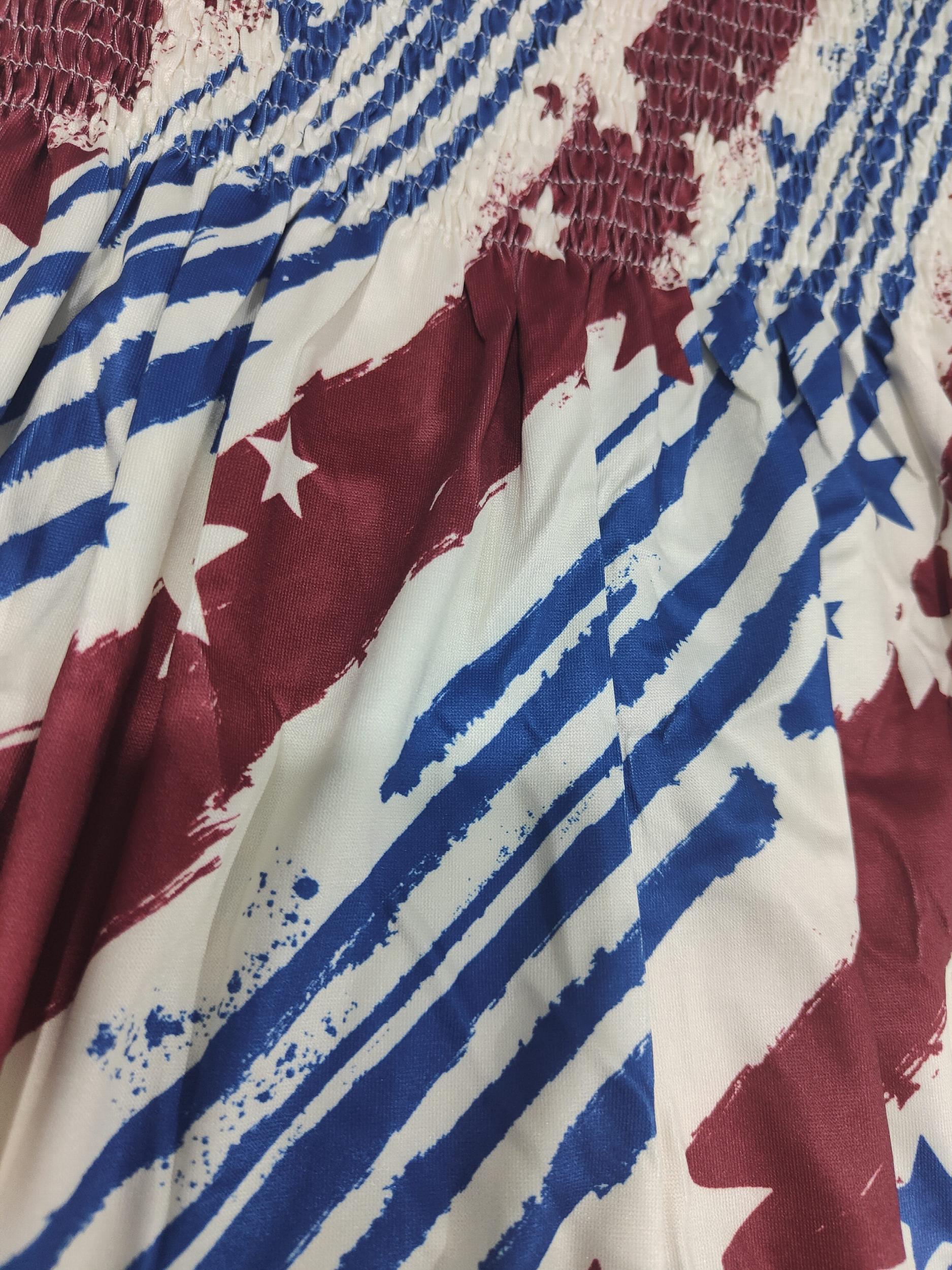 Star & Stripe Print Shirred Tube Top Bandeau Top for Summer