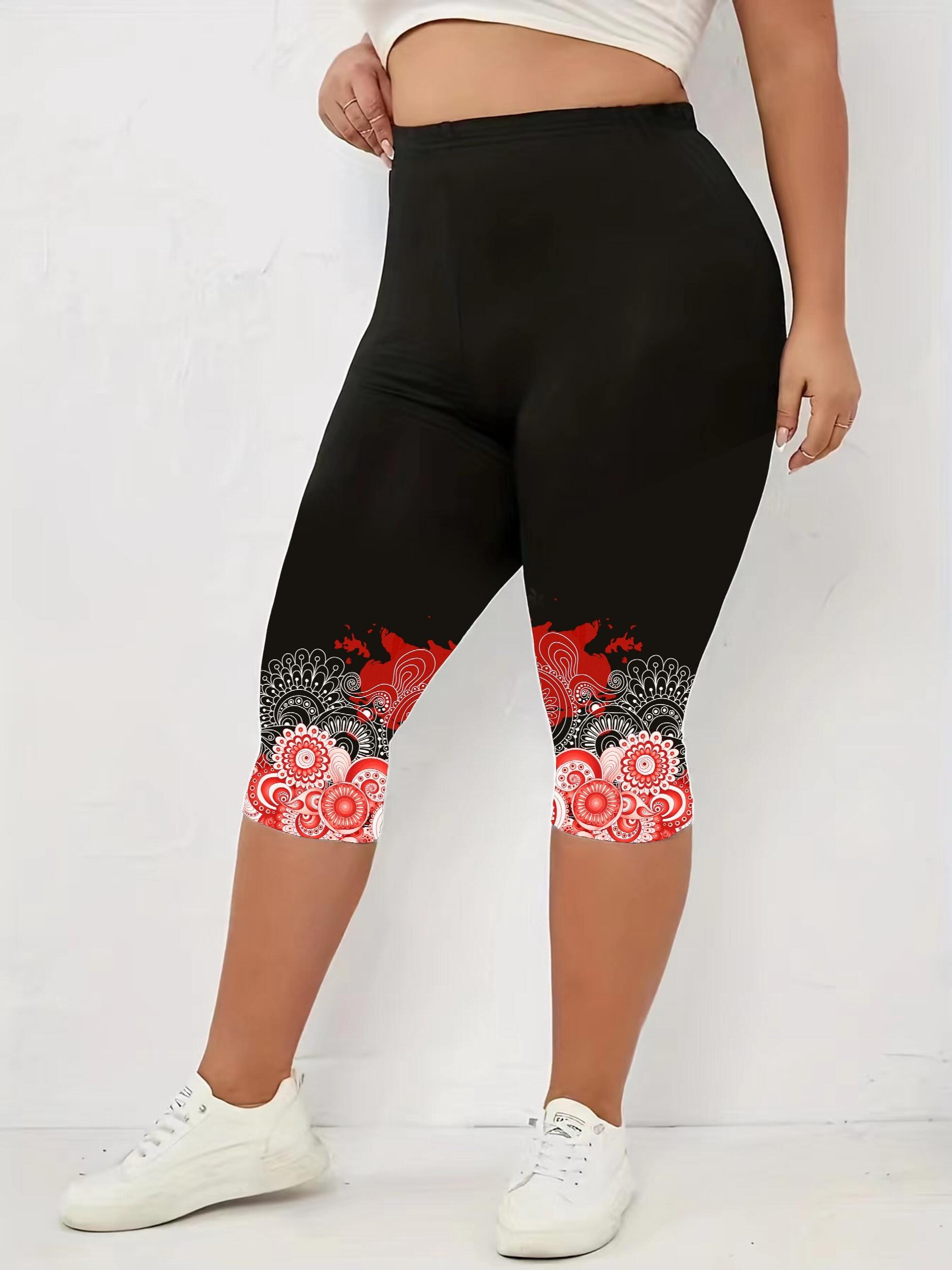 Floral Print Capri Leggings for Women