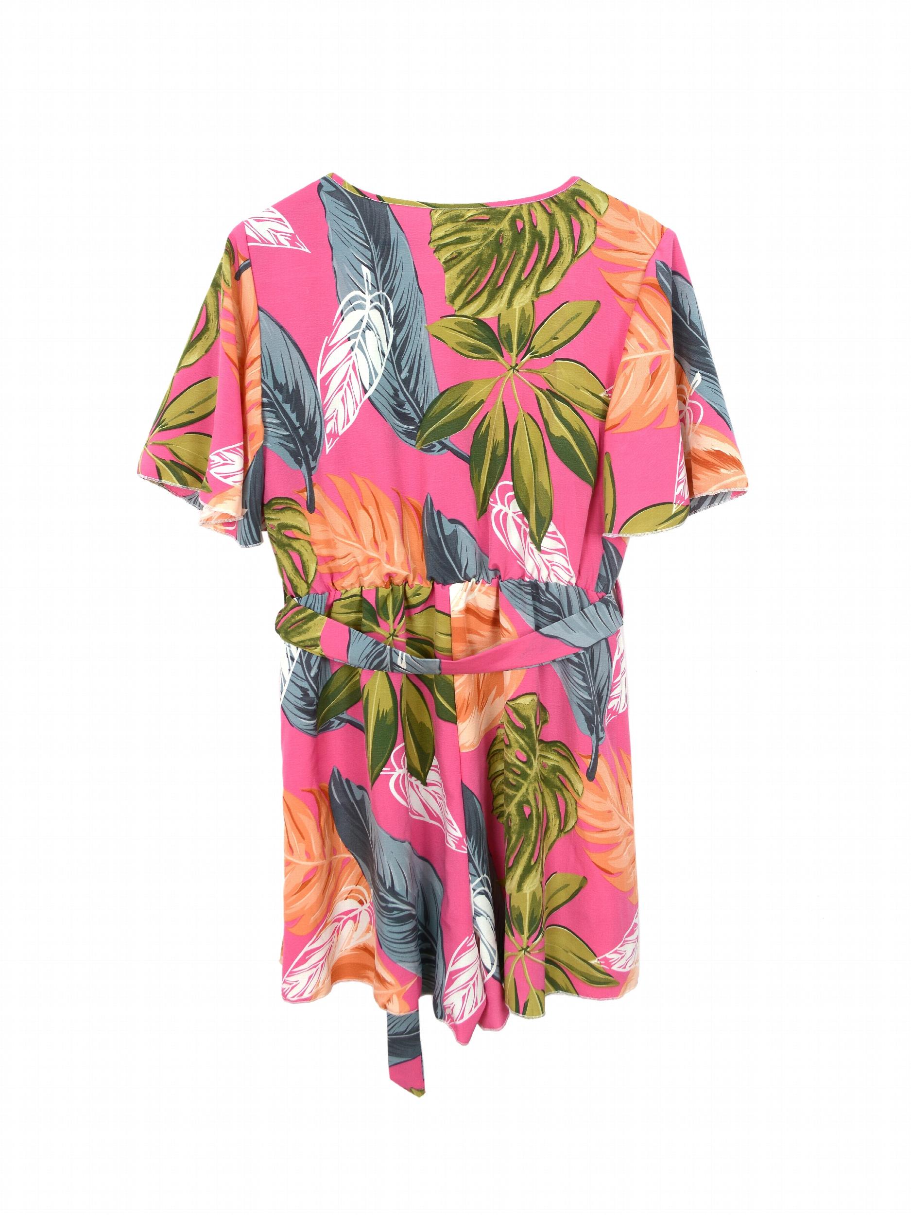 Boho Floral Print Belted Jumpsuit Flutter Sleeve Deep V Neck Casual Jumpsuit