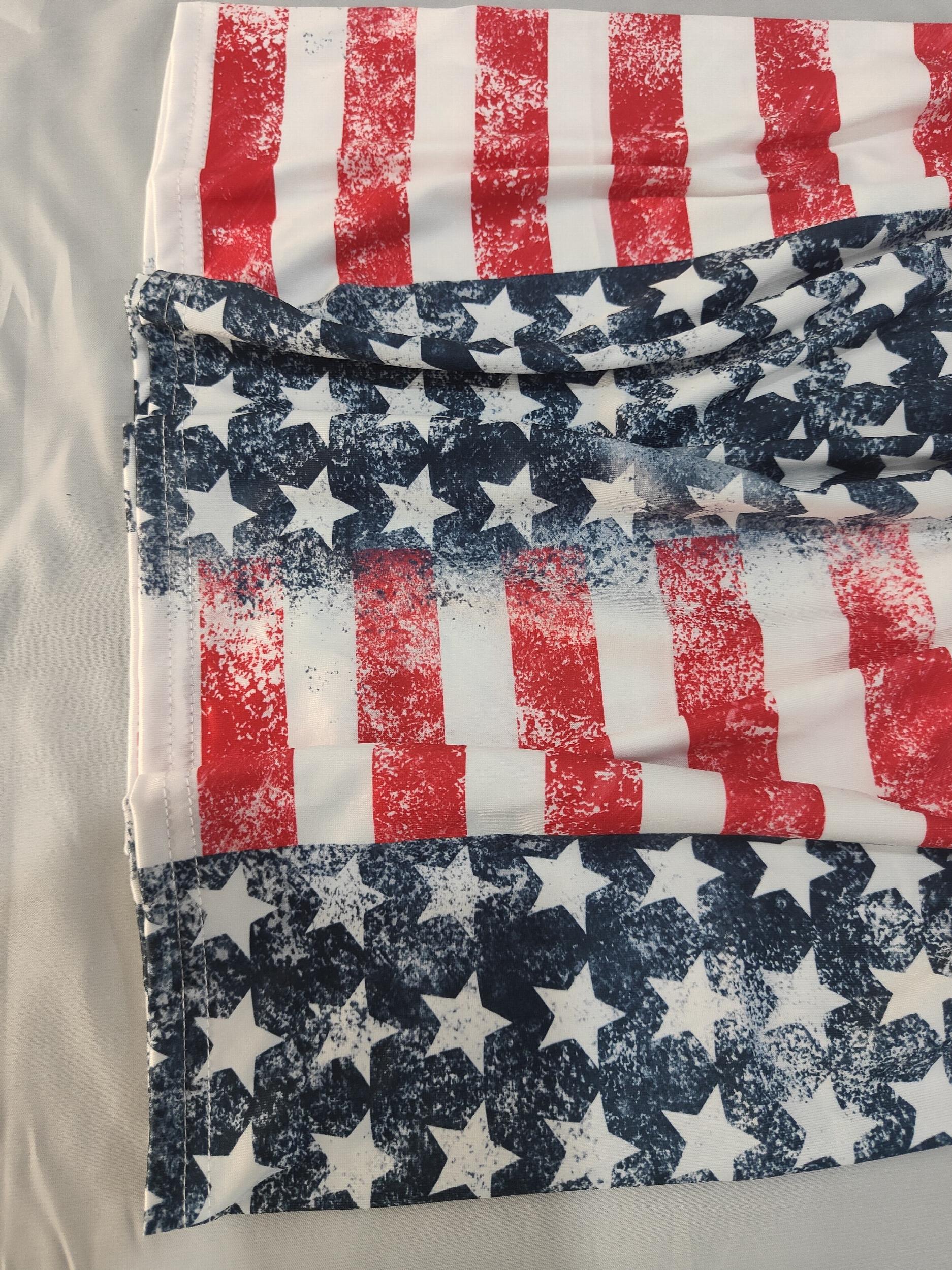 Star & Stripe Print Shirred Tube Top Bandeau Top for Summer