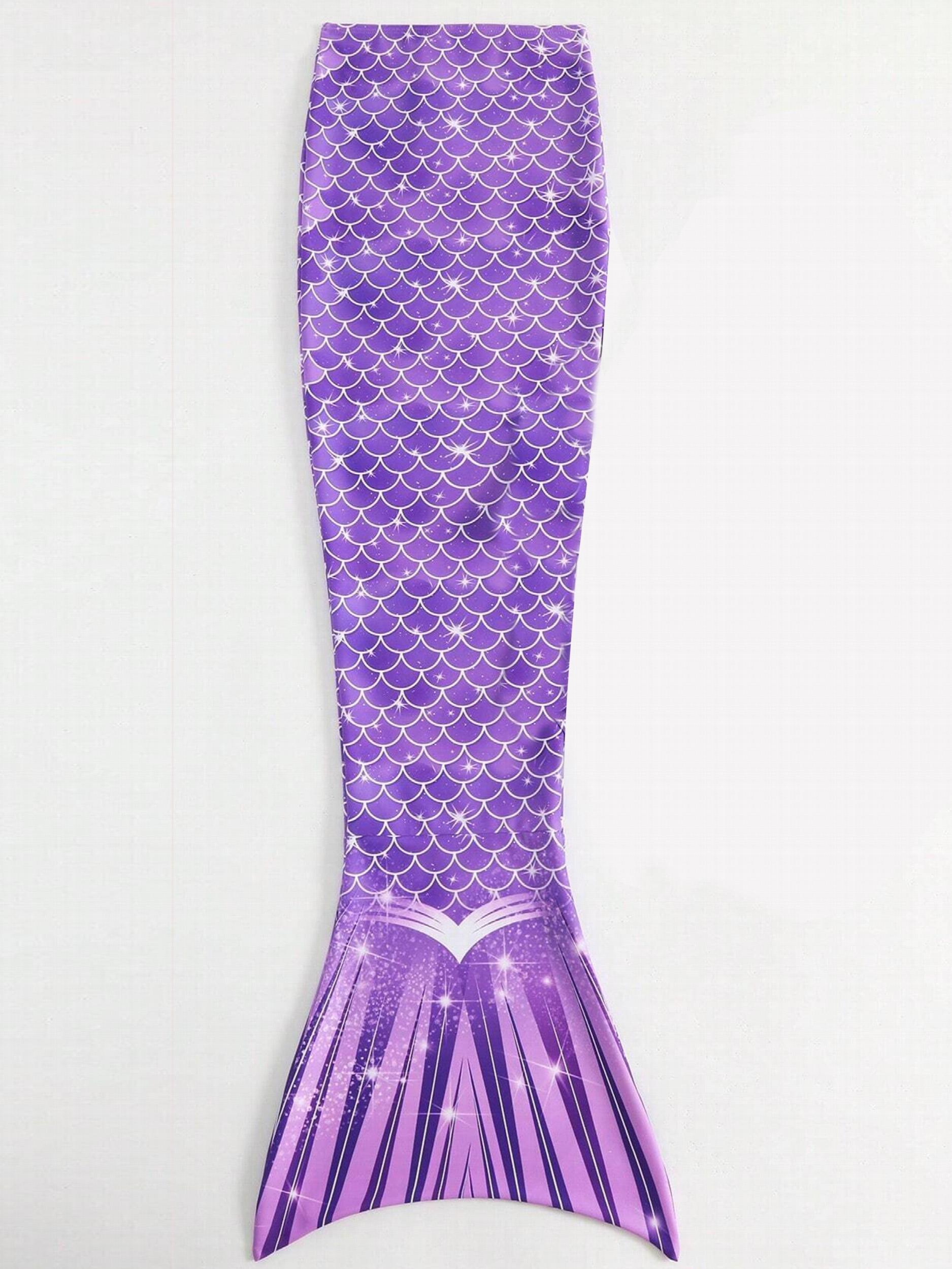 Girl's Mermaid Tail Swimsuit Tie Dye Fish Scale Pattern
