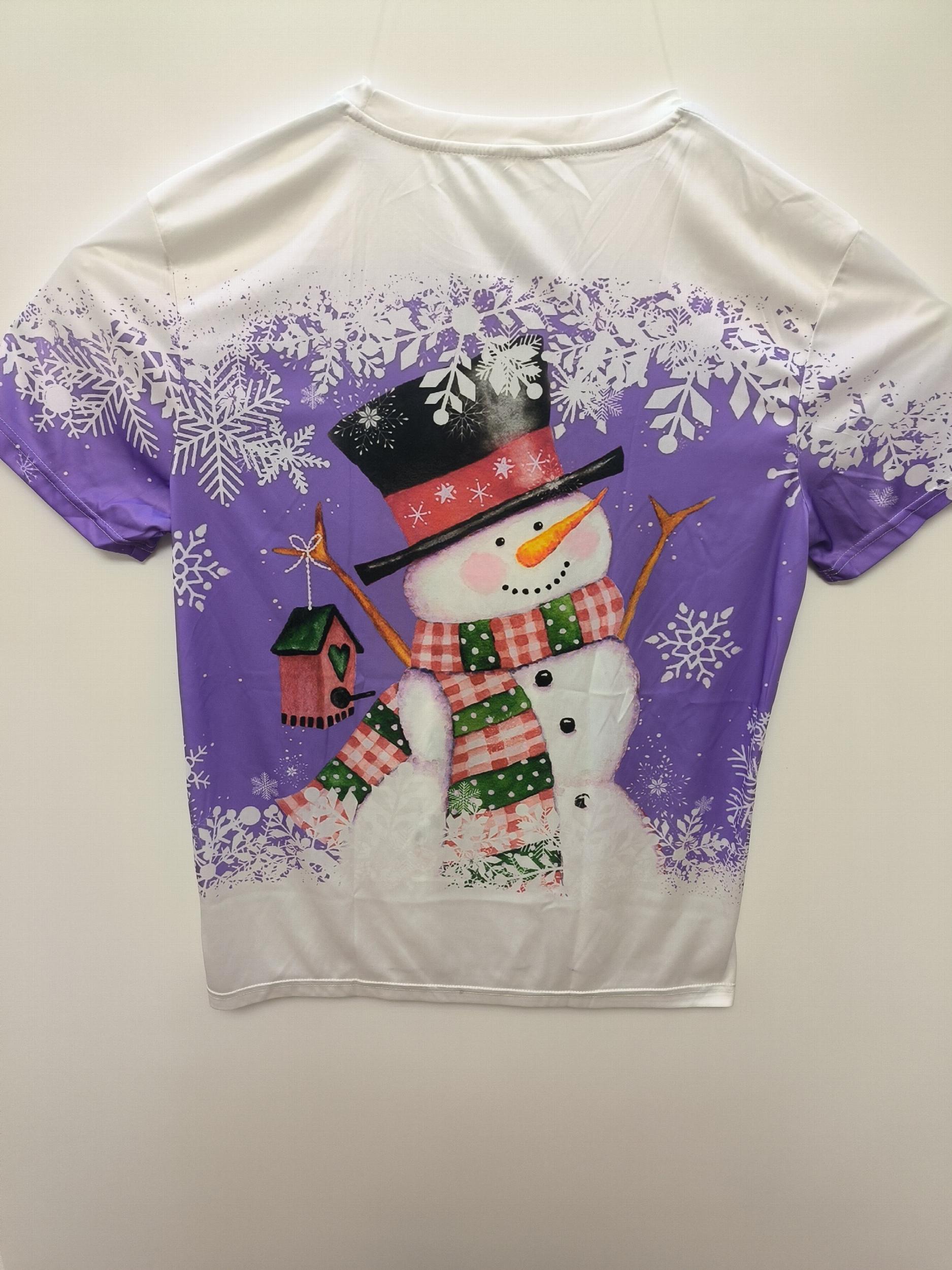 Snowman Print Men's Graphic T-shirt for Summer