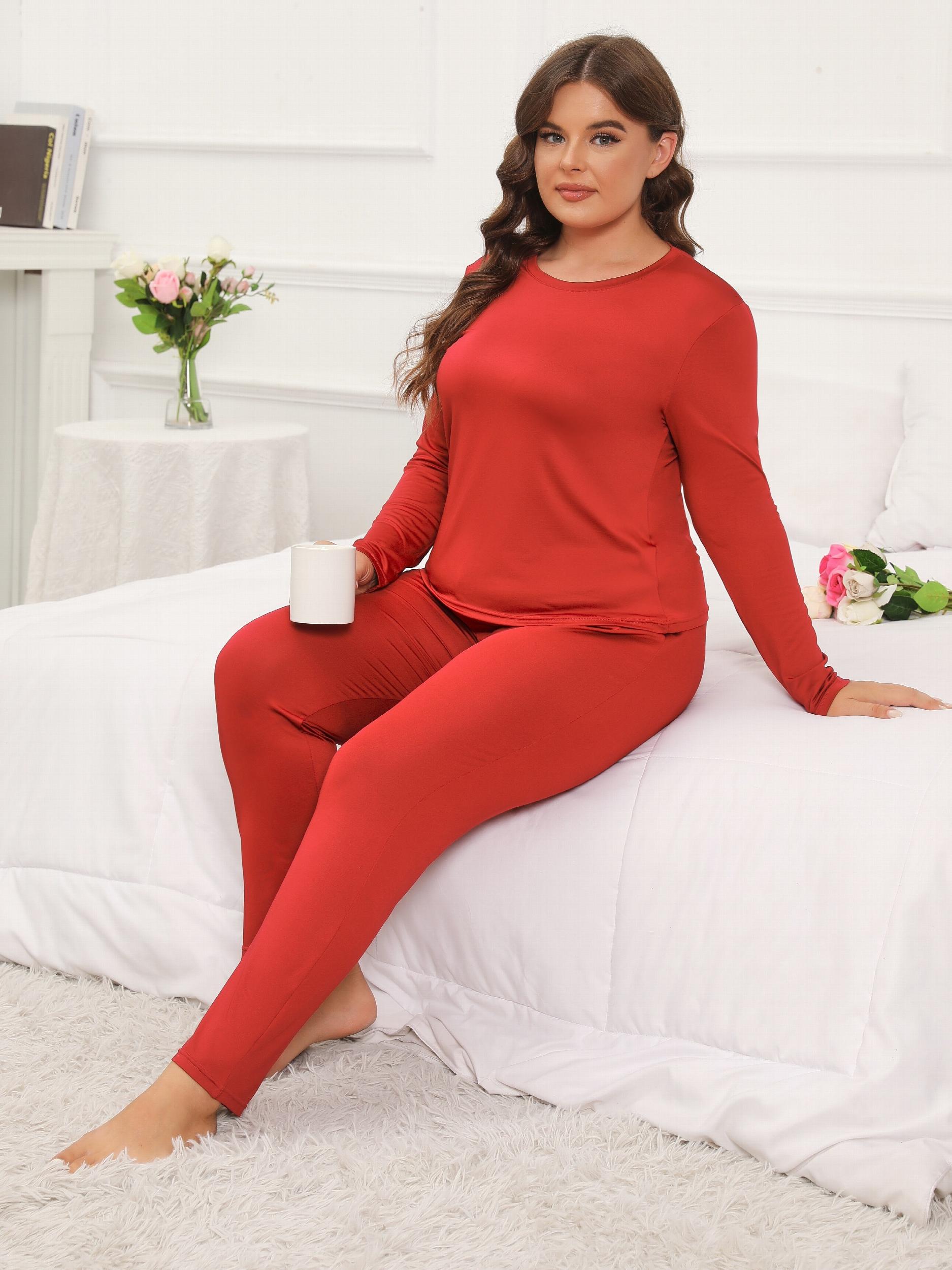 Loungewear Set: Solid Long Sleeve Tee & Leggings 2 Piece Set
