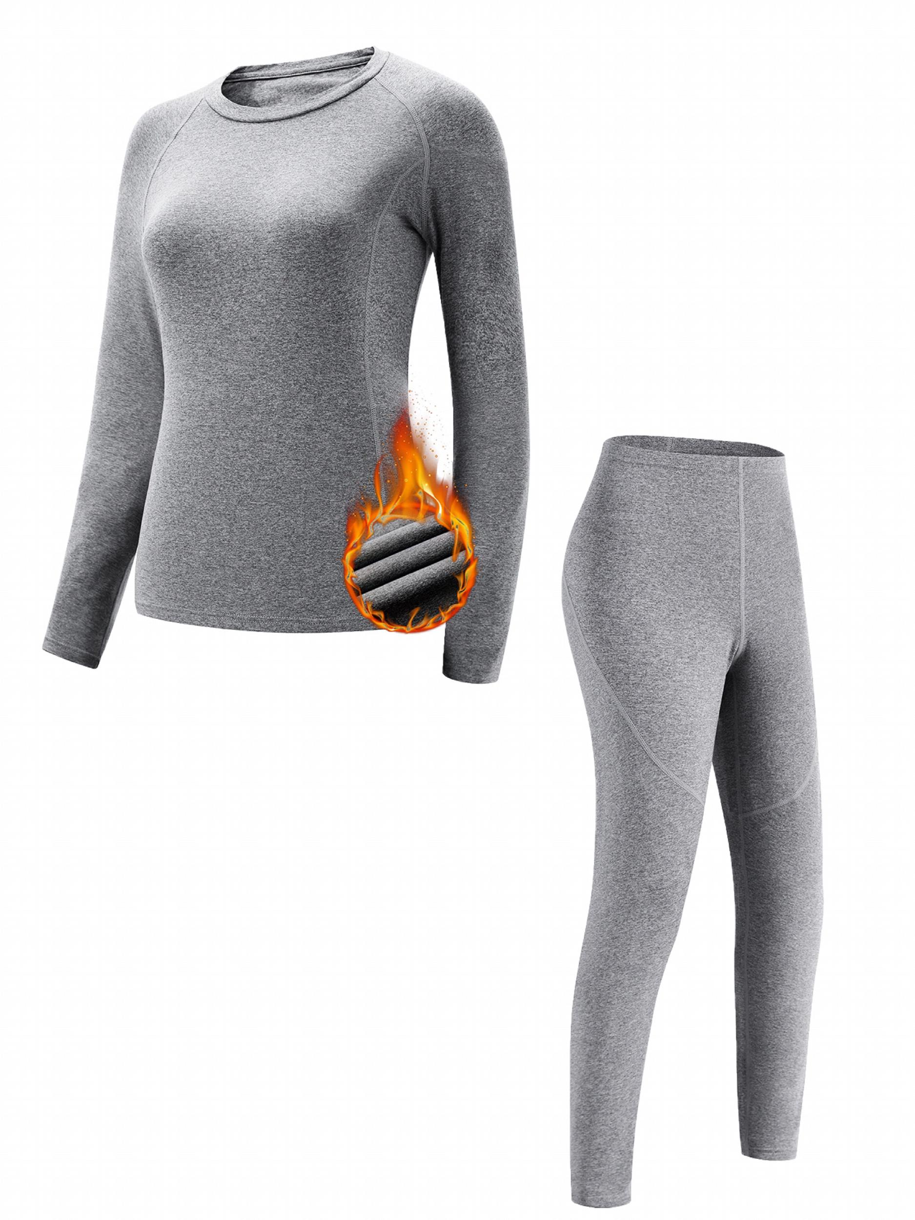 2pcs Thermal Suits: Long Sleeve Top & Base Layer Leggings for Winter Skiing