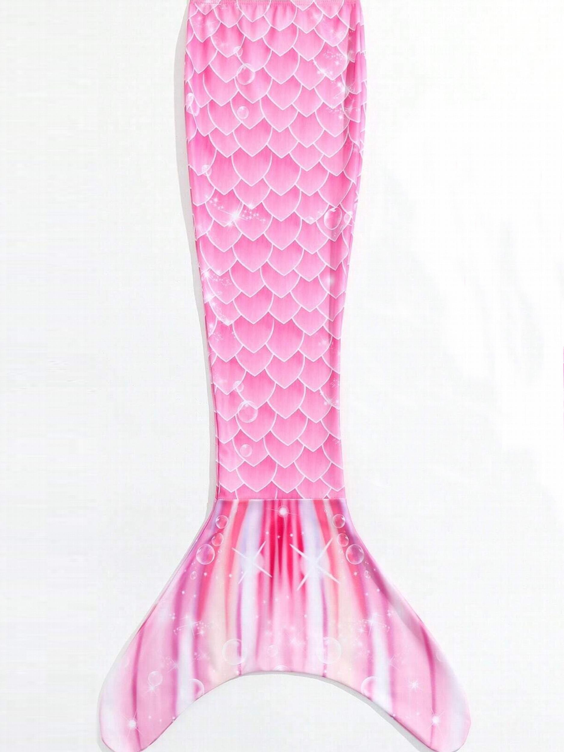 Girl's Mermaid Tail Swimsuit Tie Dye Fish Scale Pattern