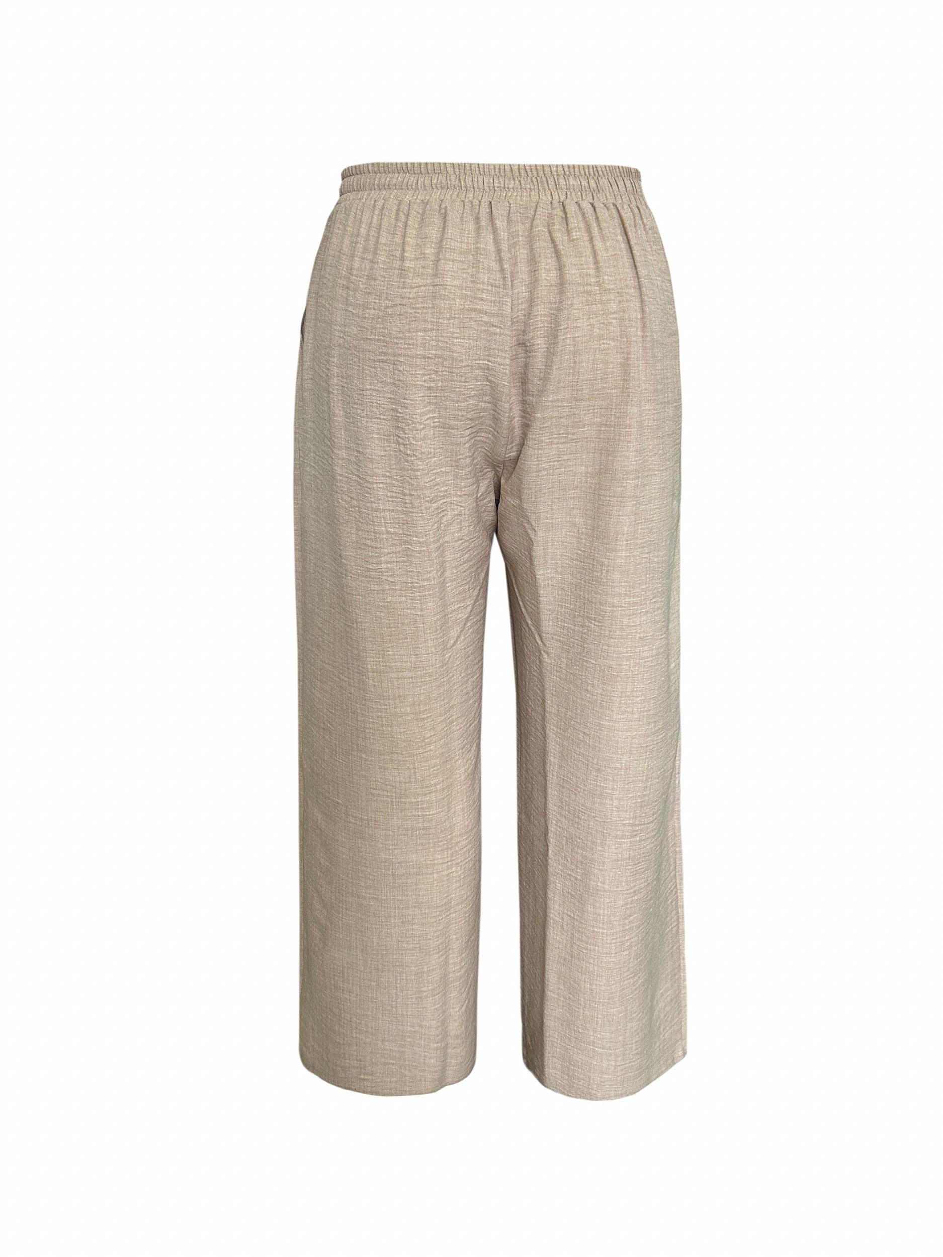 Women's Plus Size Casual Pants Drawstring Elastic Straight Leg Trousers