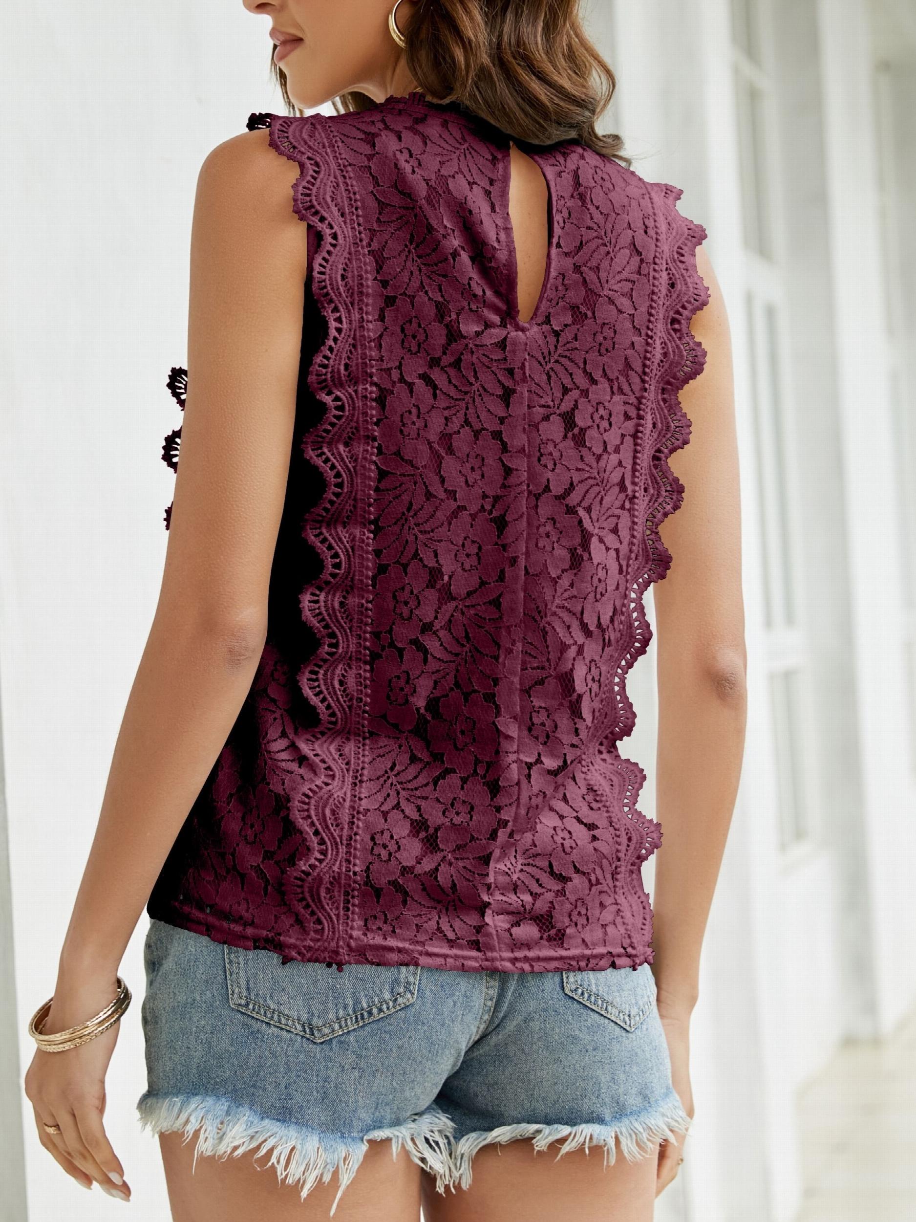 Summer Lace Tank Top V Neck Sleeveless