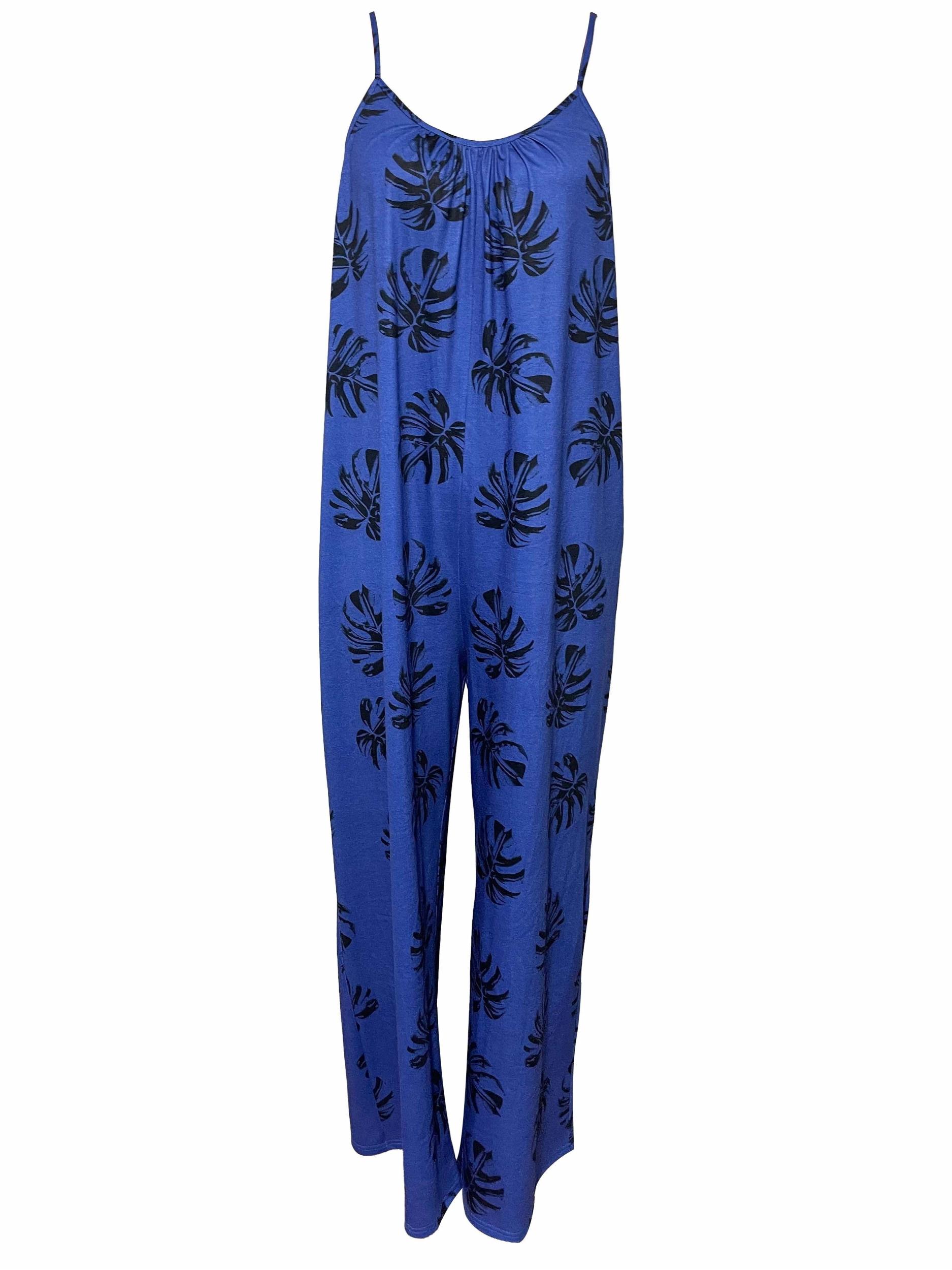 Graphic Print Cami Jumpsuit Sleeveless Wide Leg