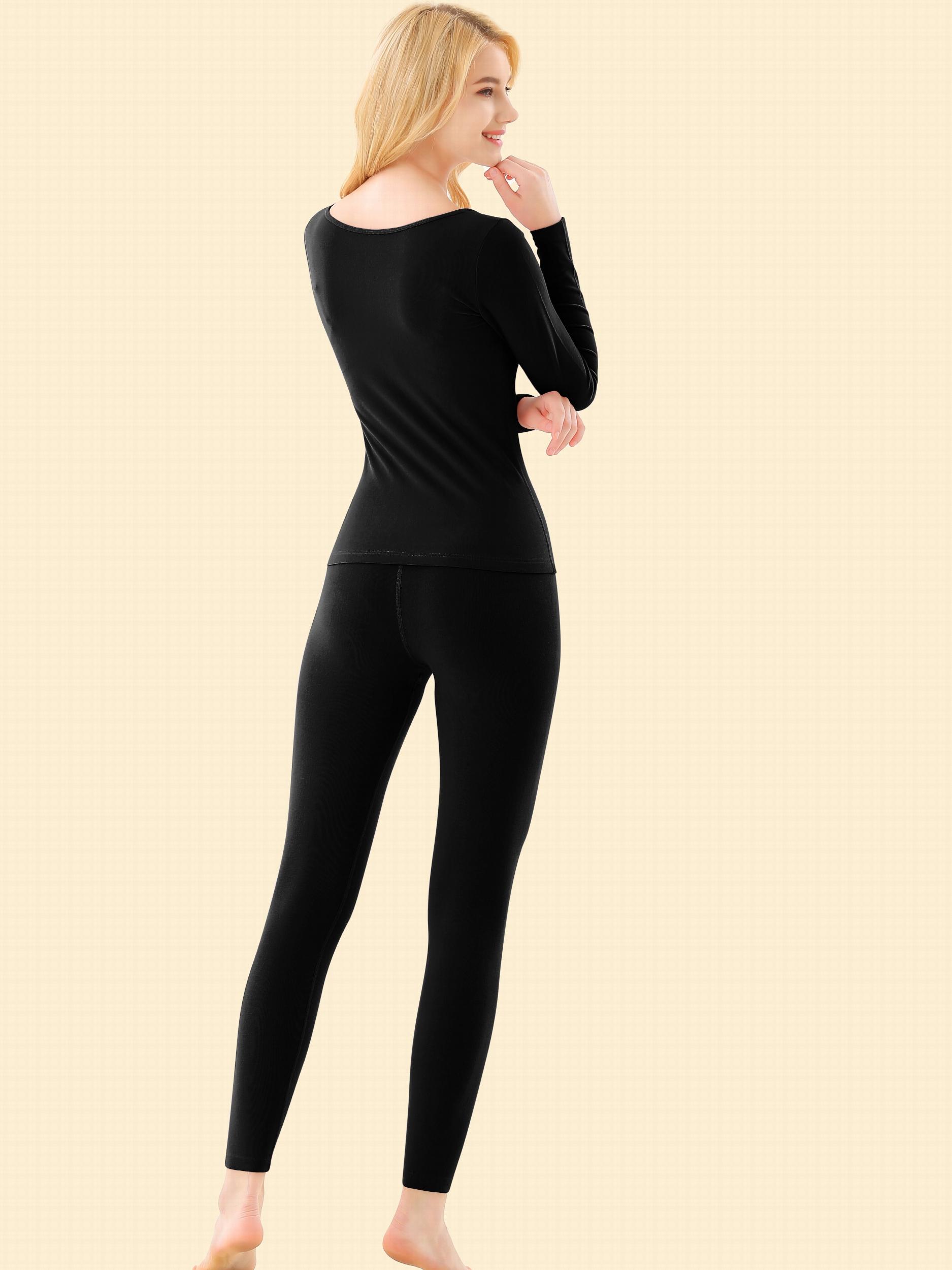 Women's Thermal Underwear Set Long Sleeve Crew Neck Tops & Pants