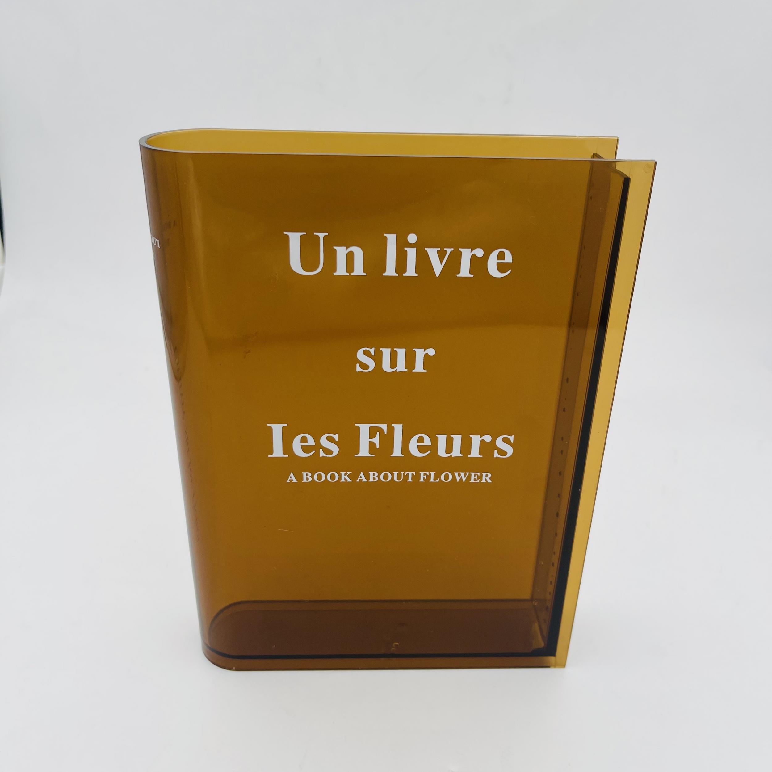 Modern Clear Book Vase with Cleaning Tools Acrylic Flower Vase