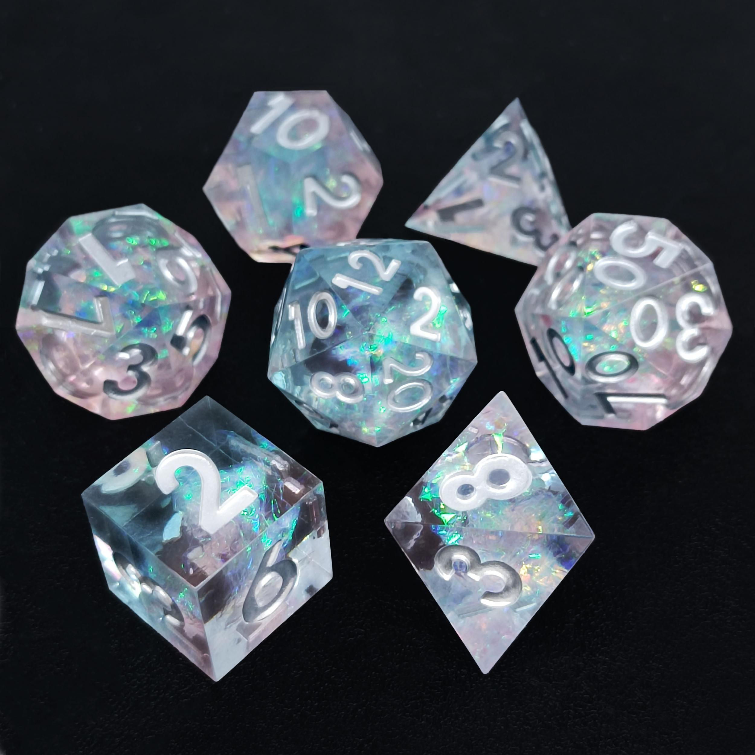 7pcs Resin Dice Set And Polyhedral Dice Set in Packaging