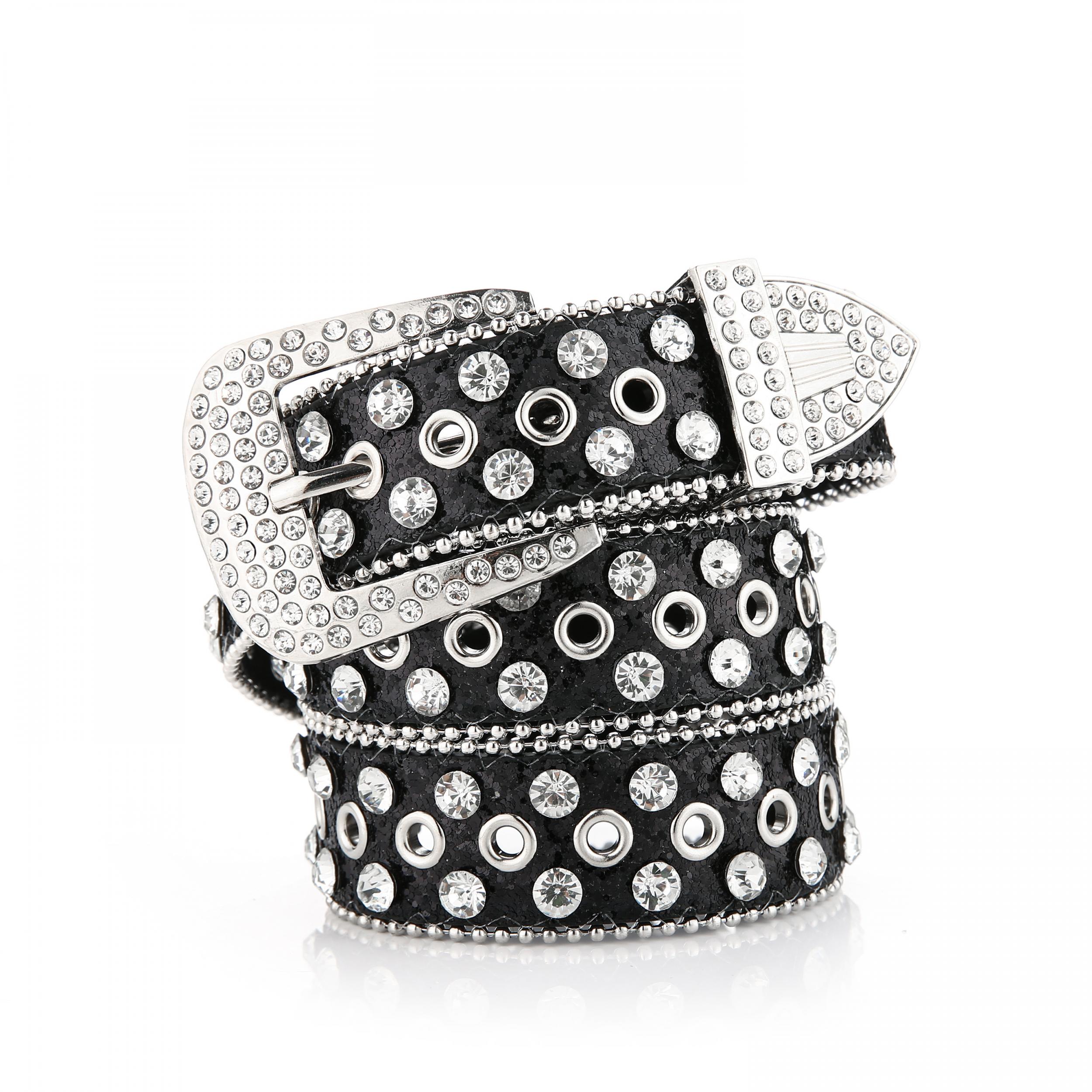 Unisex Rhinestone & Sequin Punk Belt