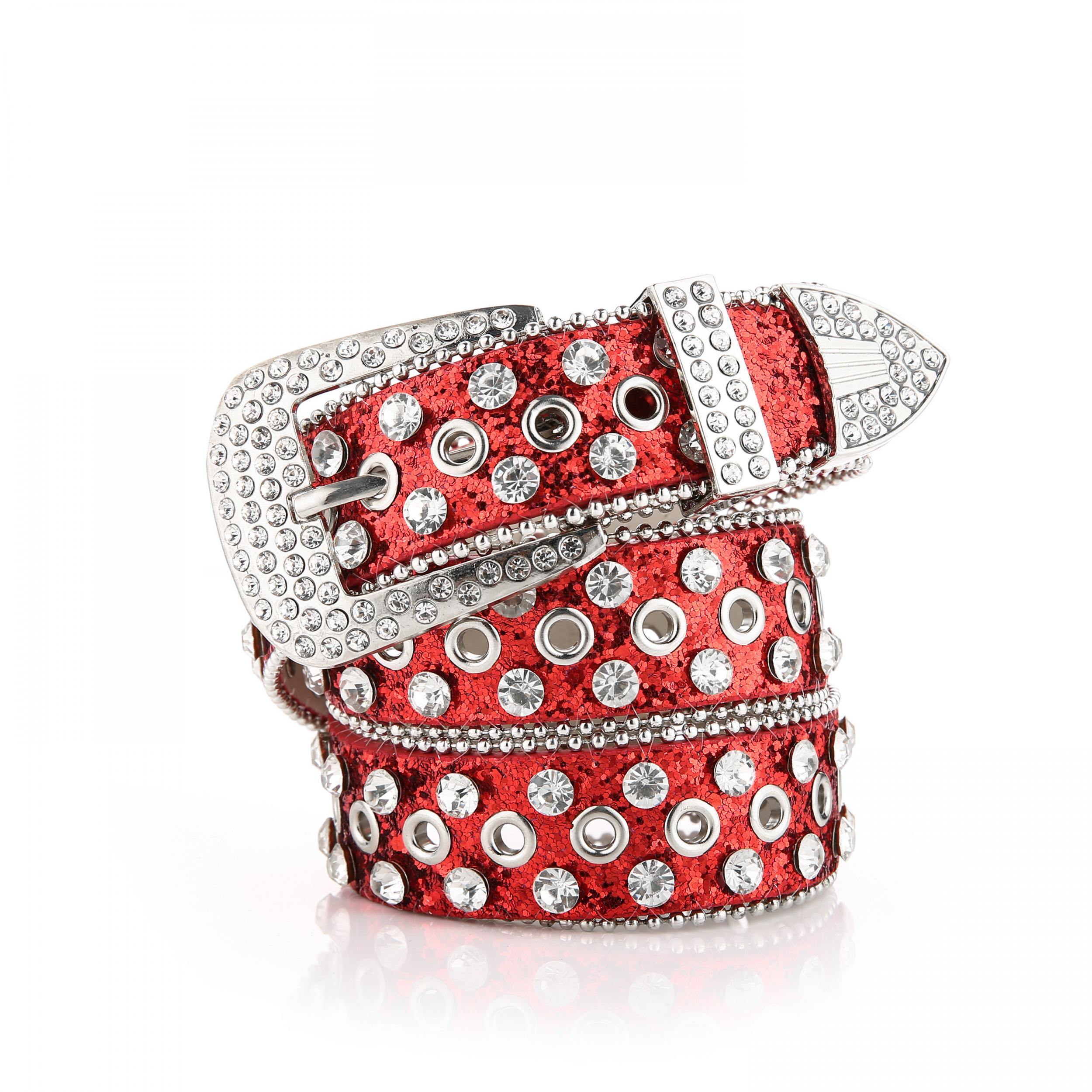 Unisex Rhinestone & Sequin Punk Belt