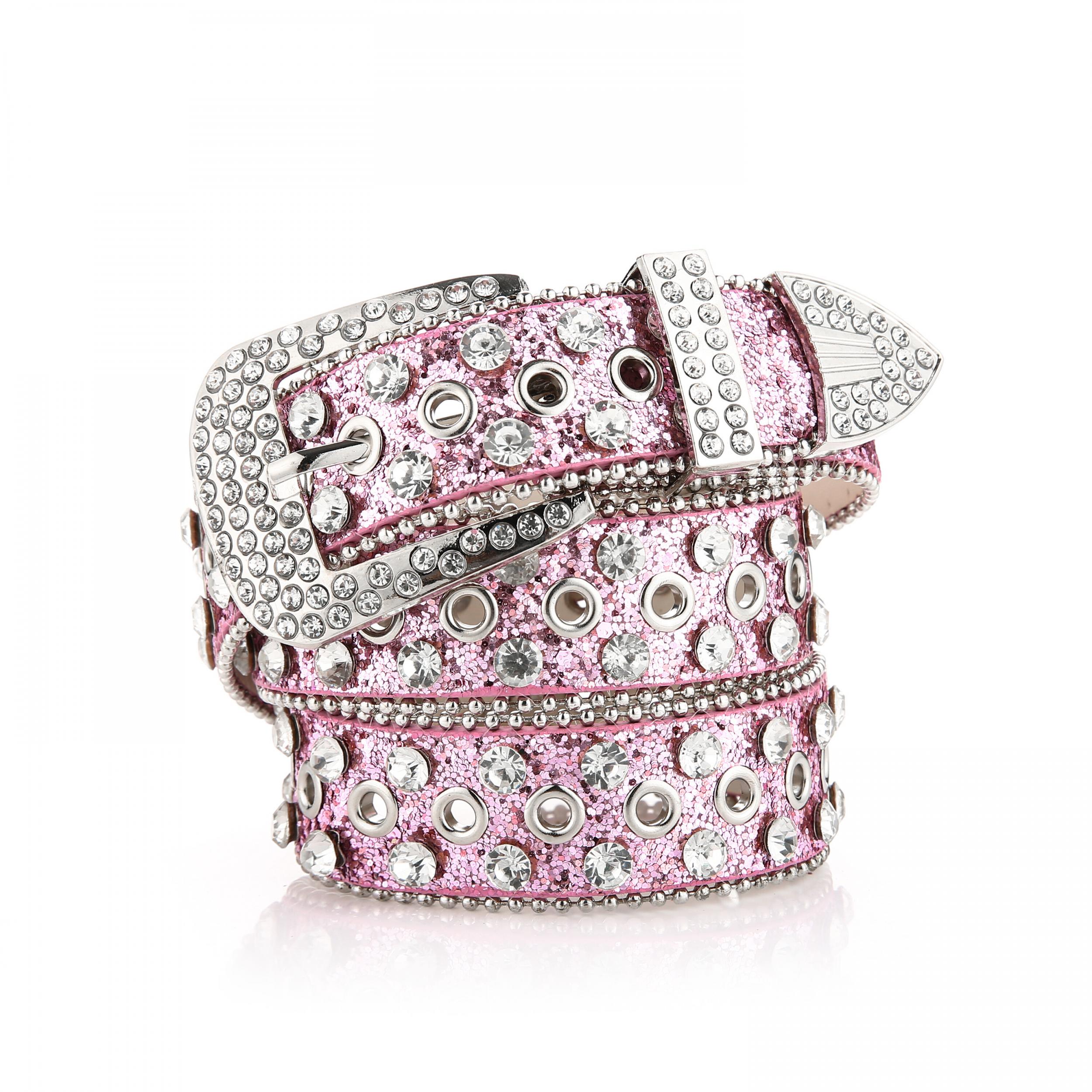 Unisex Rhinestone & Sequin Punk Belt