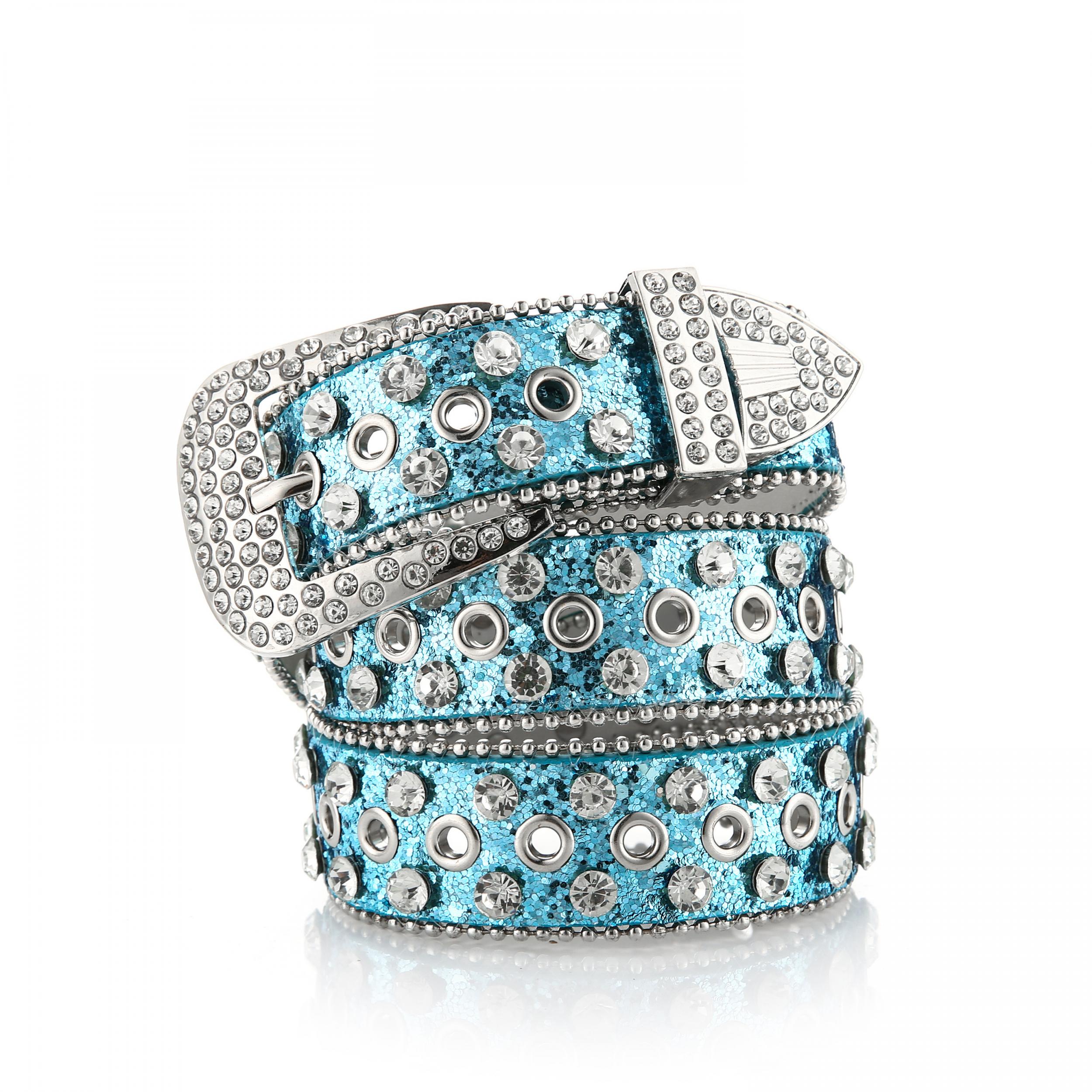Unisex Rhinestone & Sequin Punk Belt