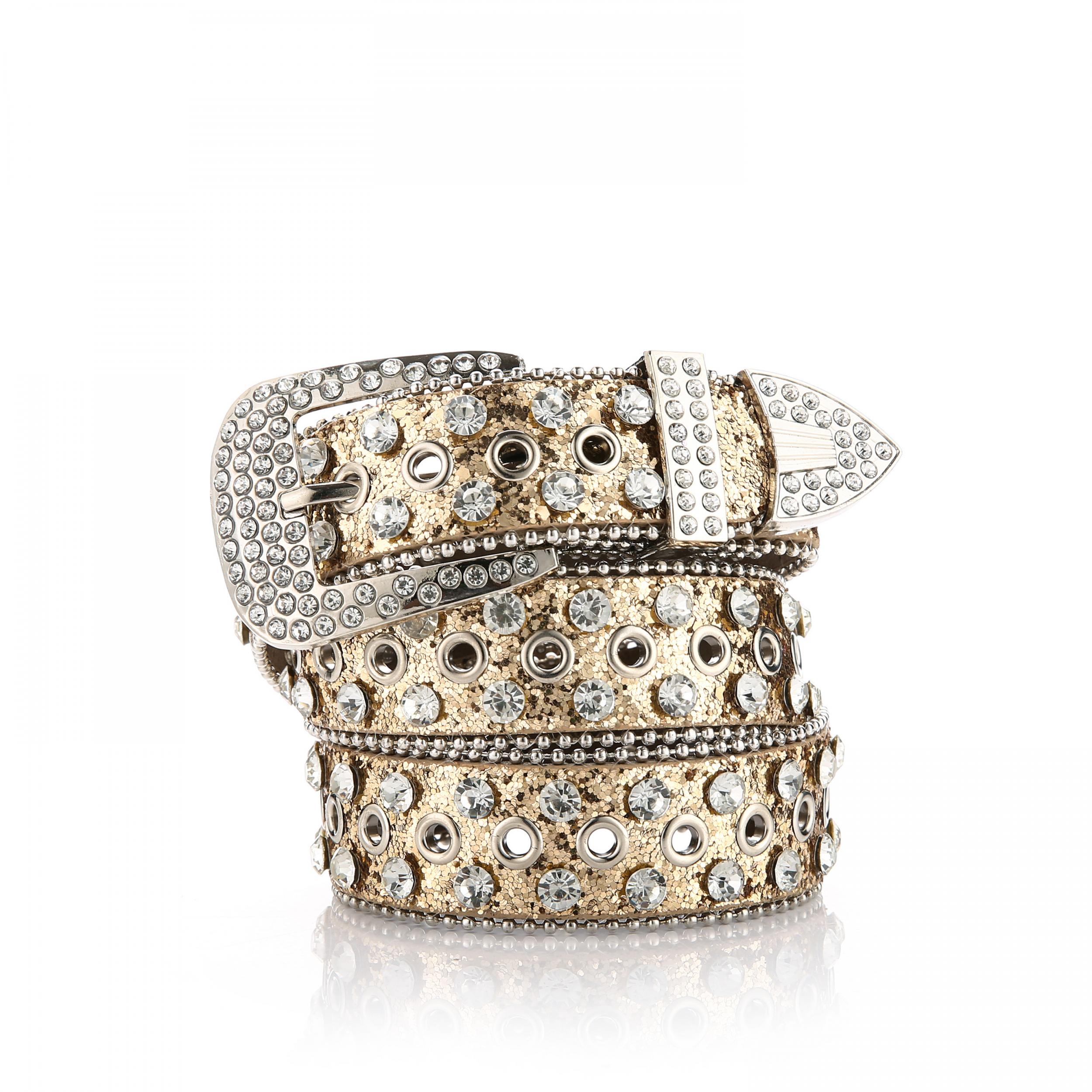 Unisex Rhinestone & Sequin Punk Belt