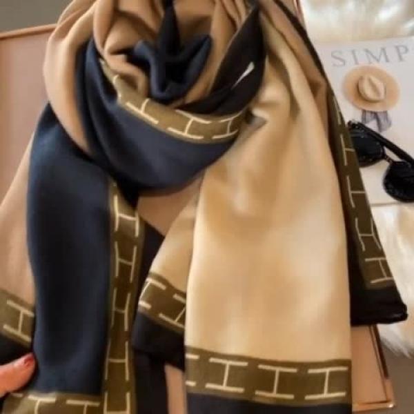 Chinese Style Scarf Leaves Pattern Long Breathable Shawl Wraps