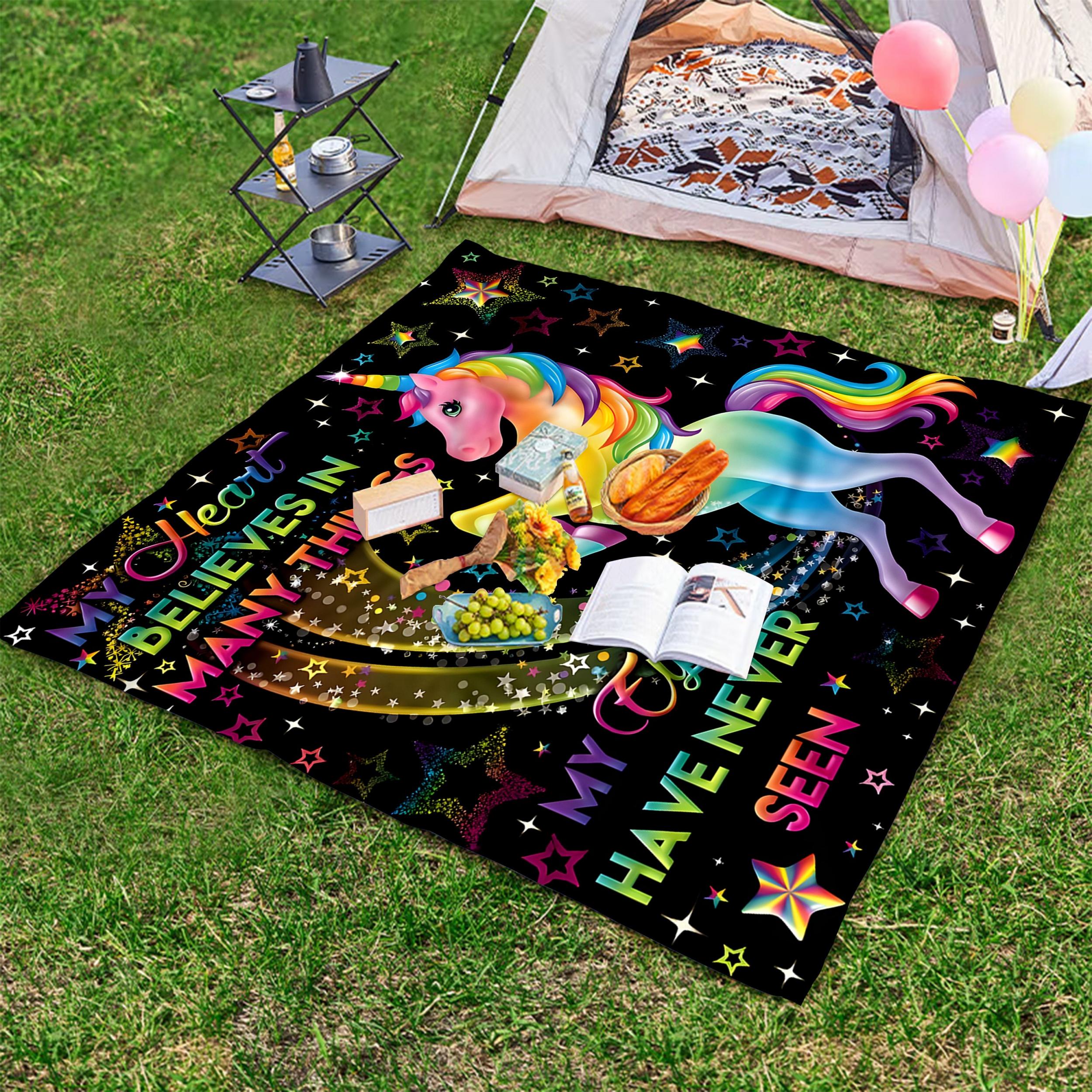 Cartoon Animal Print Picnic Mat Lightweight Waterproof Sandproof