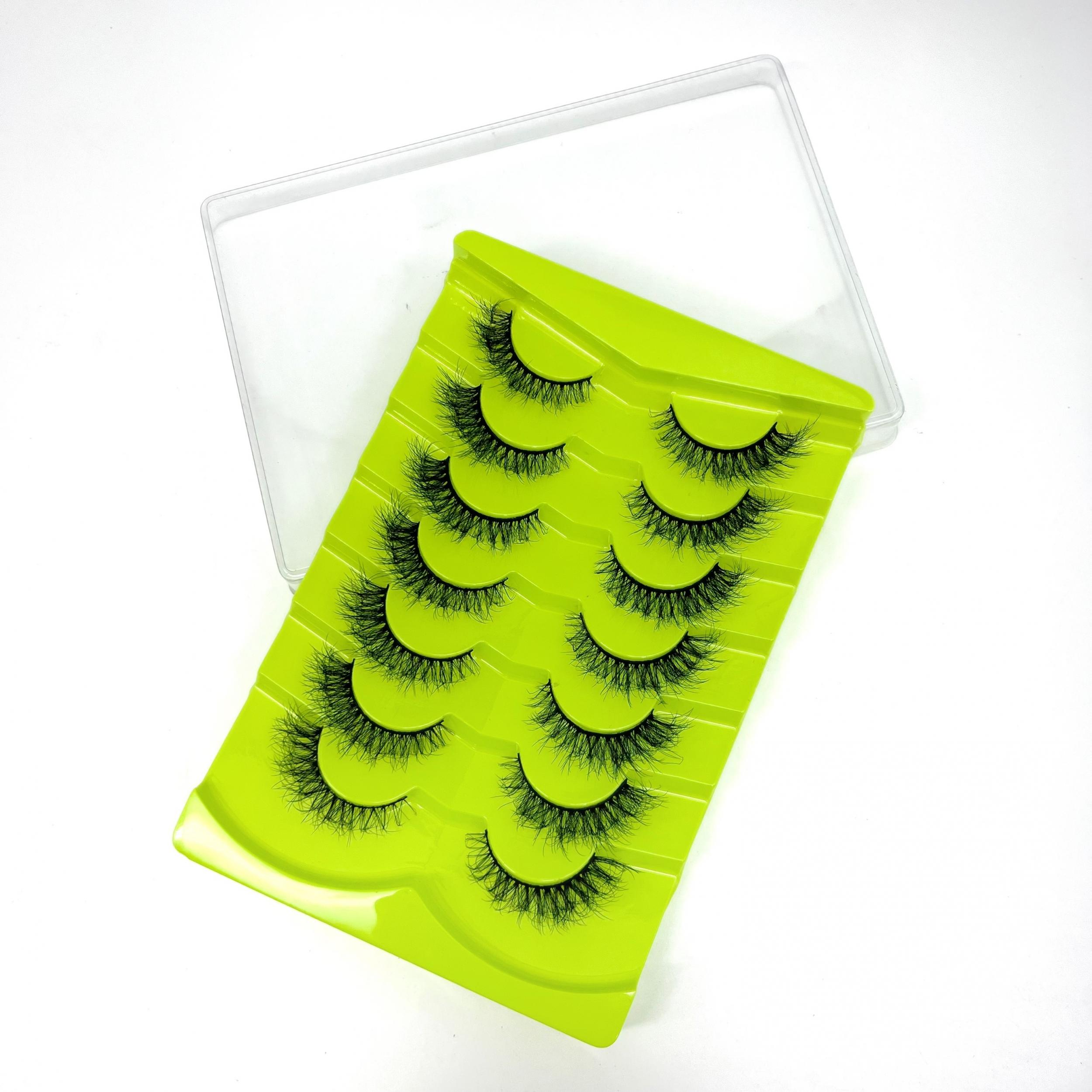 7 Pairs Lightweight False Eyelashes Wispy 8-14mm D Curl Natural Thick Eyelashes