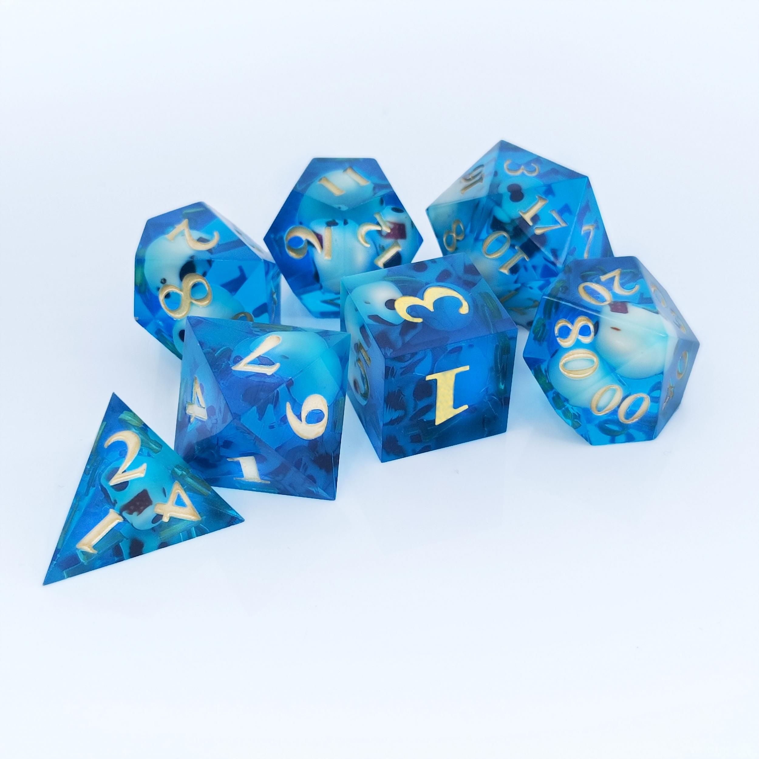 7pcs Resin Dice Set And Polyhedral Dice Set in Packaging