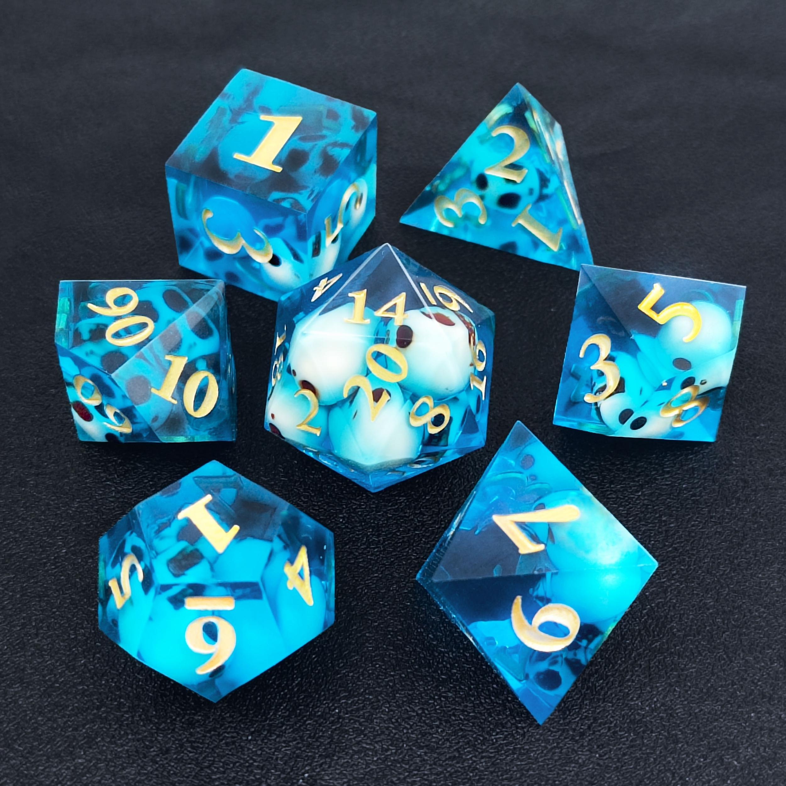 7pcs Resin Dice Set And Polyhedral Dice Set in Packaging