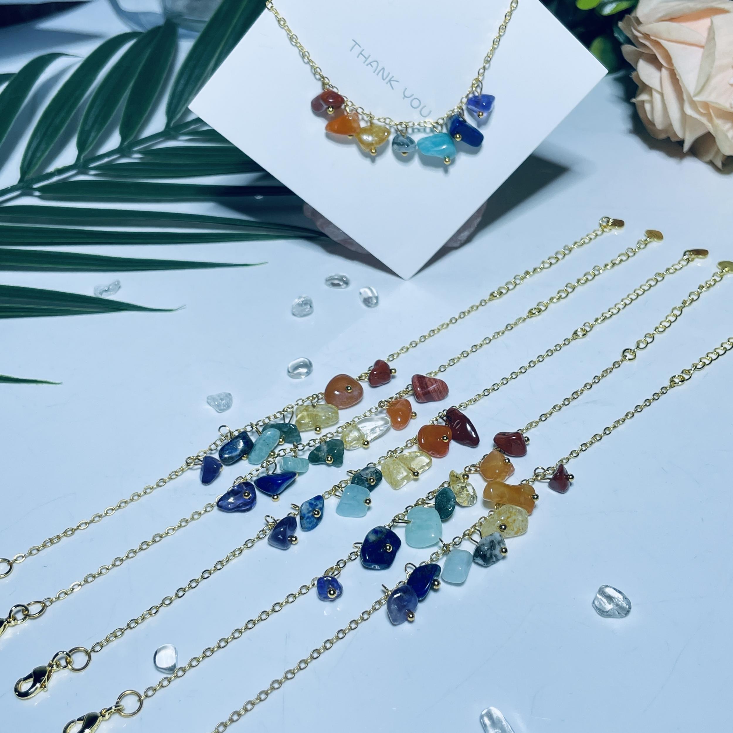 Natural Crystal Seven Chakra Bracelets, Healing Accessories