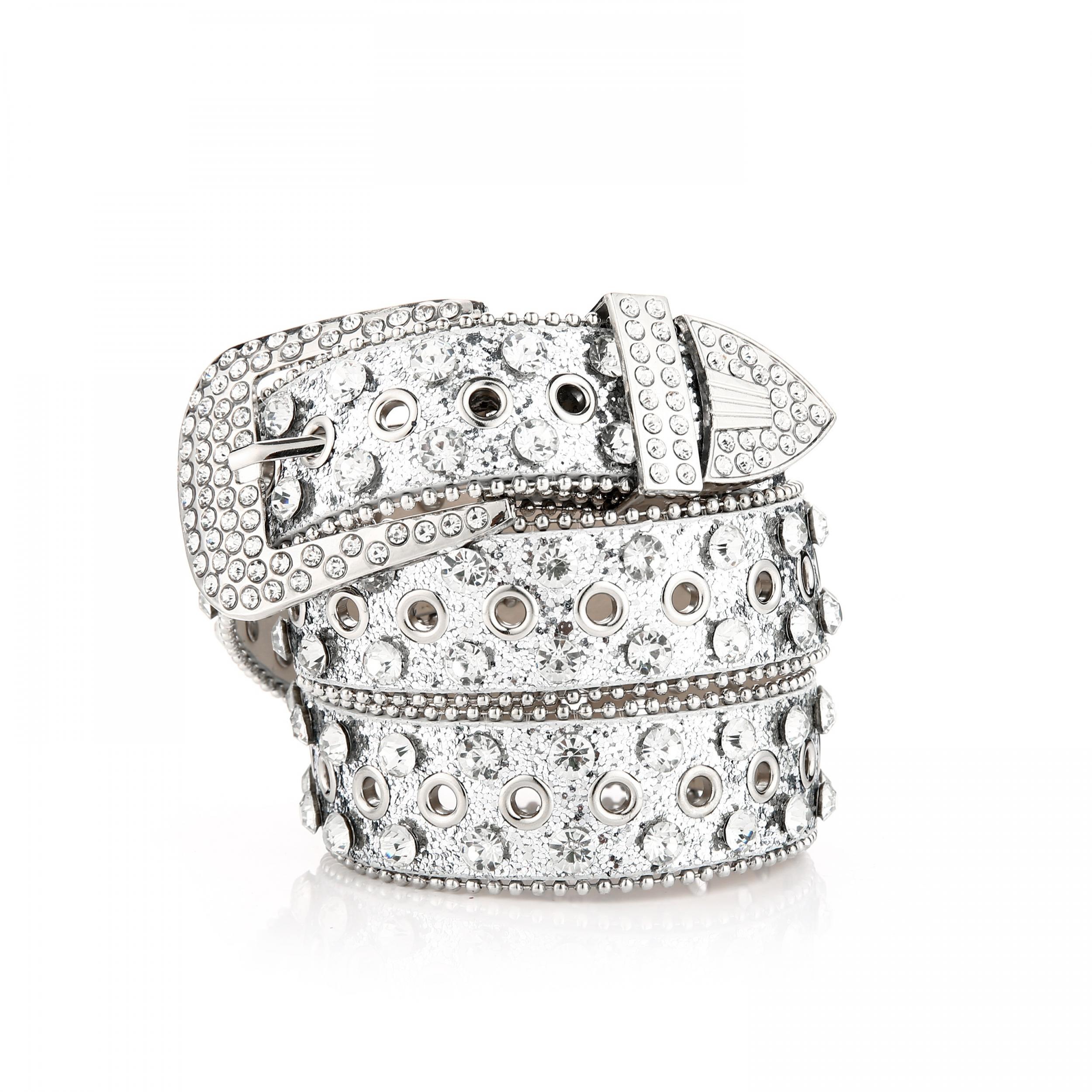 Unisex Rhinestone & Sequin Punk Belt