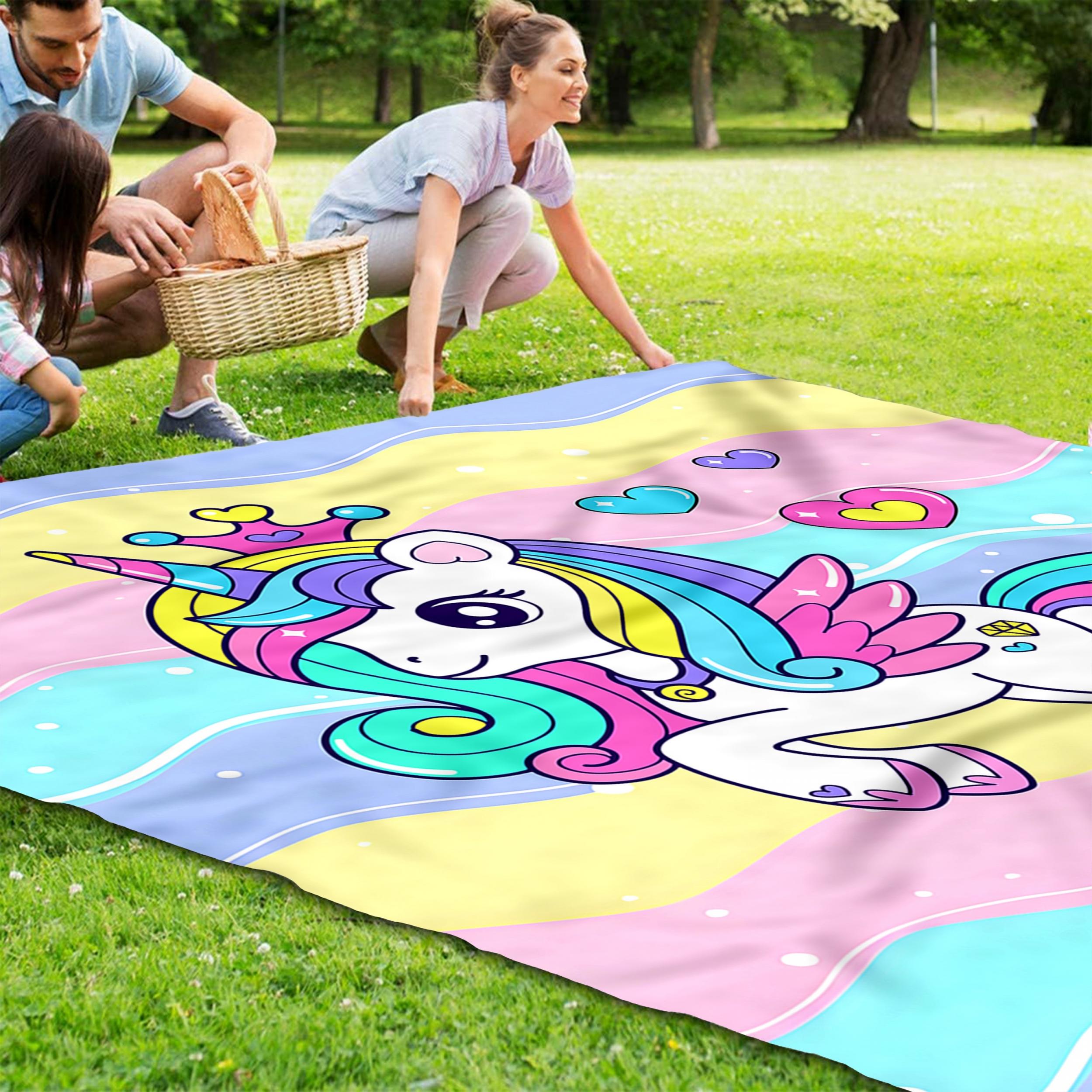 Cartoon Animal Print Picnic Mat Lightweight Waterproof Sandproof