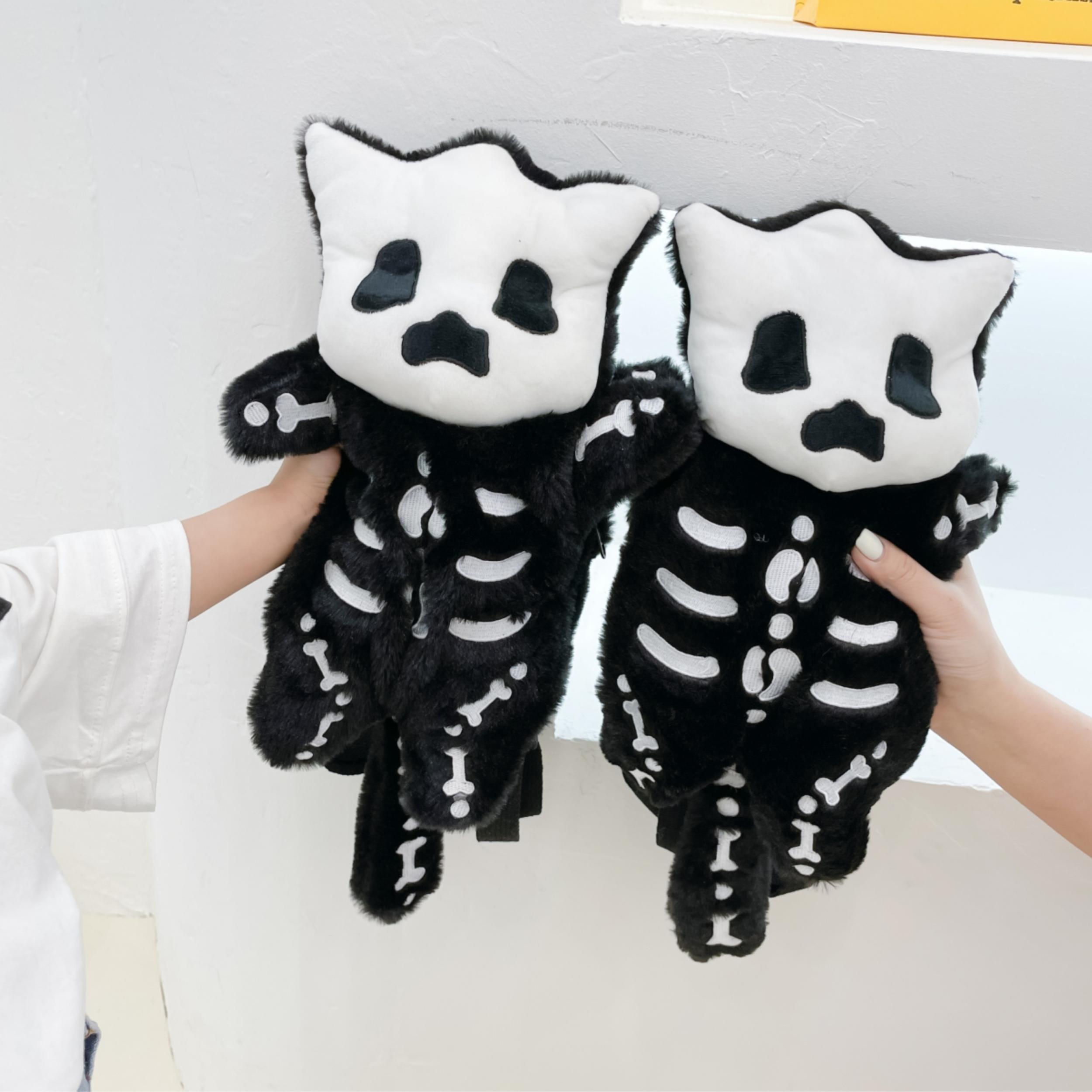 Funny Plush Skeleton Shaped Backpack and Little Devil Coin Purse Set