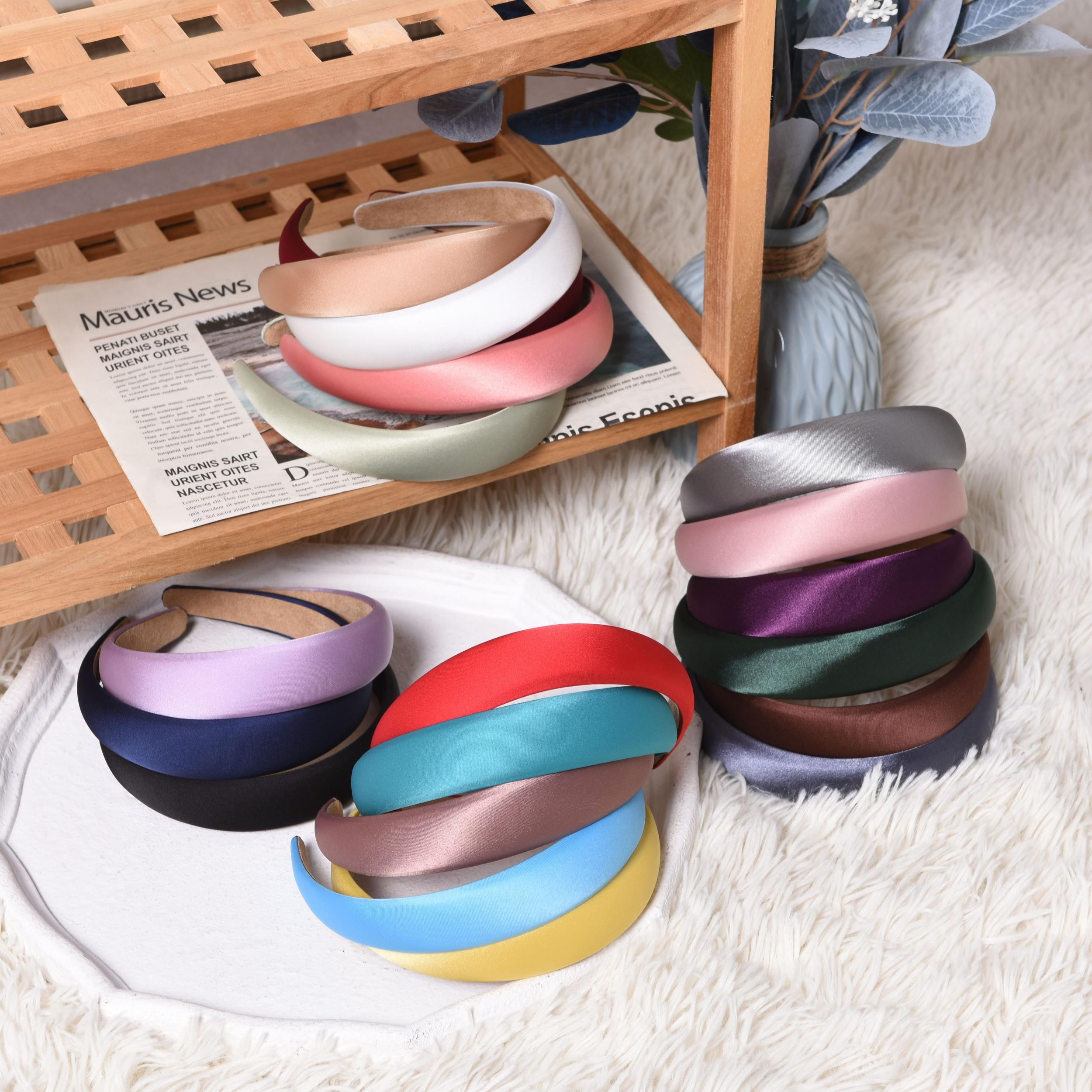 Satin Solid Headband Sponge Padded Head Hoop Hair Band Hair Accessories