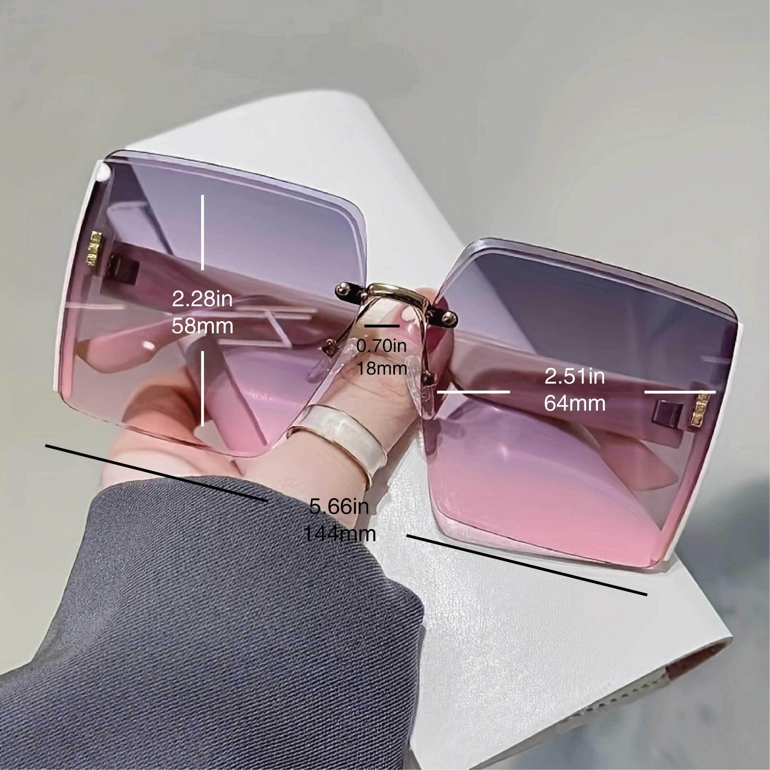 Oversized Square Sunglasses Casual Gradient Glasses UV400
