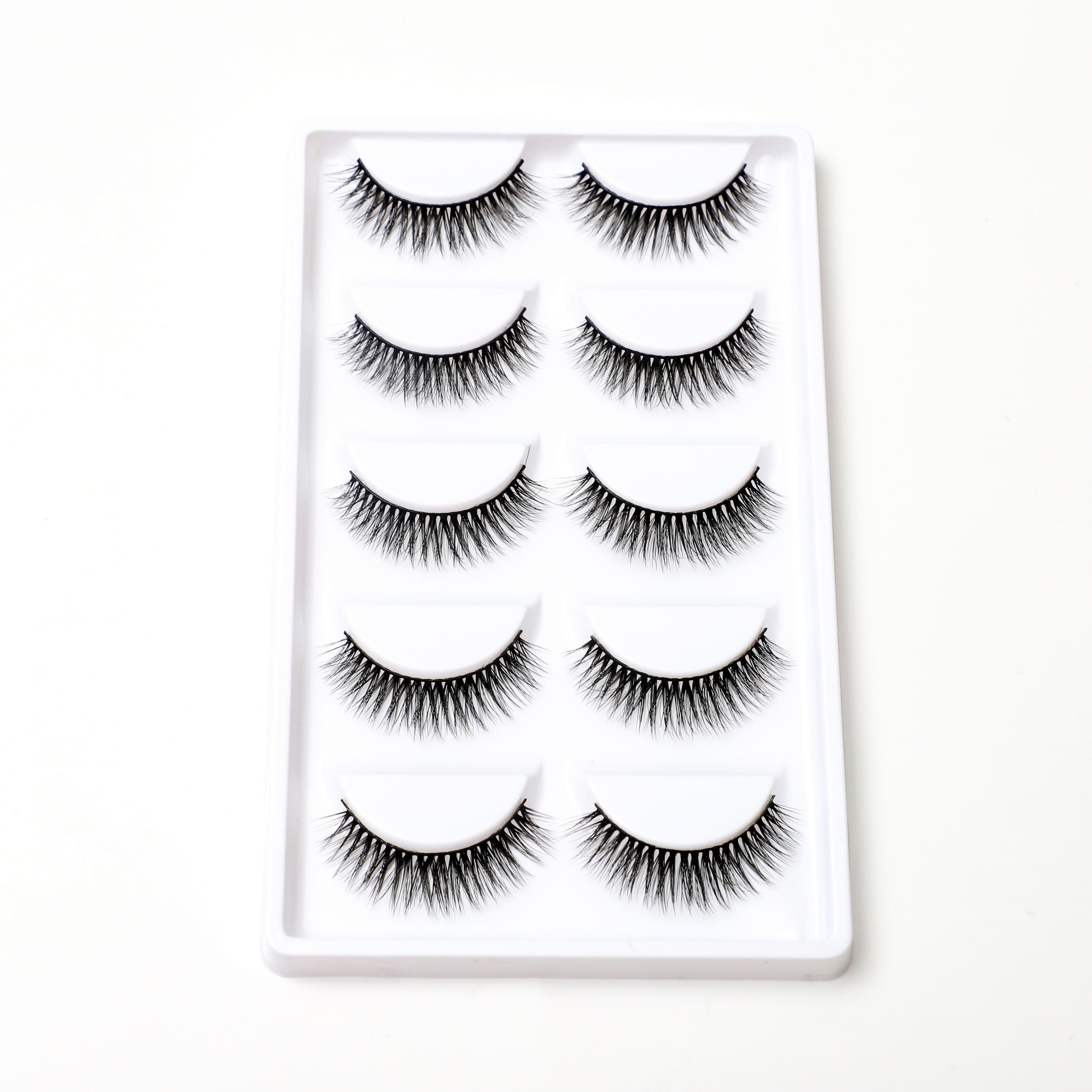 3D Thick Slender False Eyelashes Realistic Wispy Lashes 5 Pairs