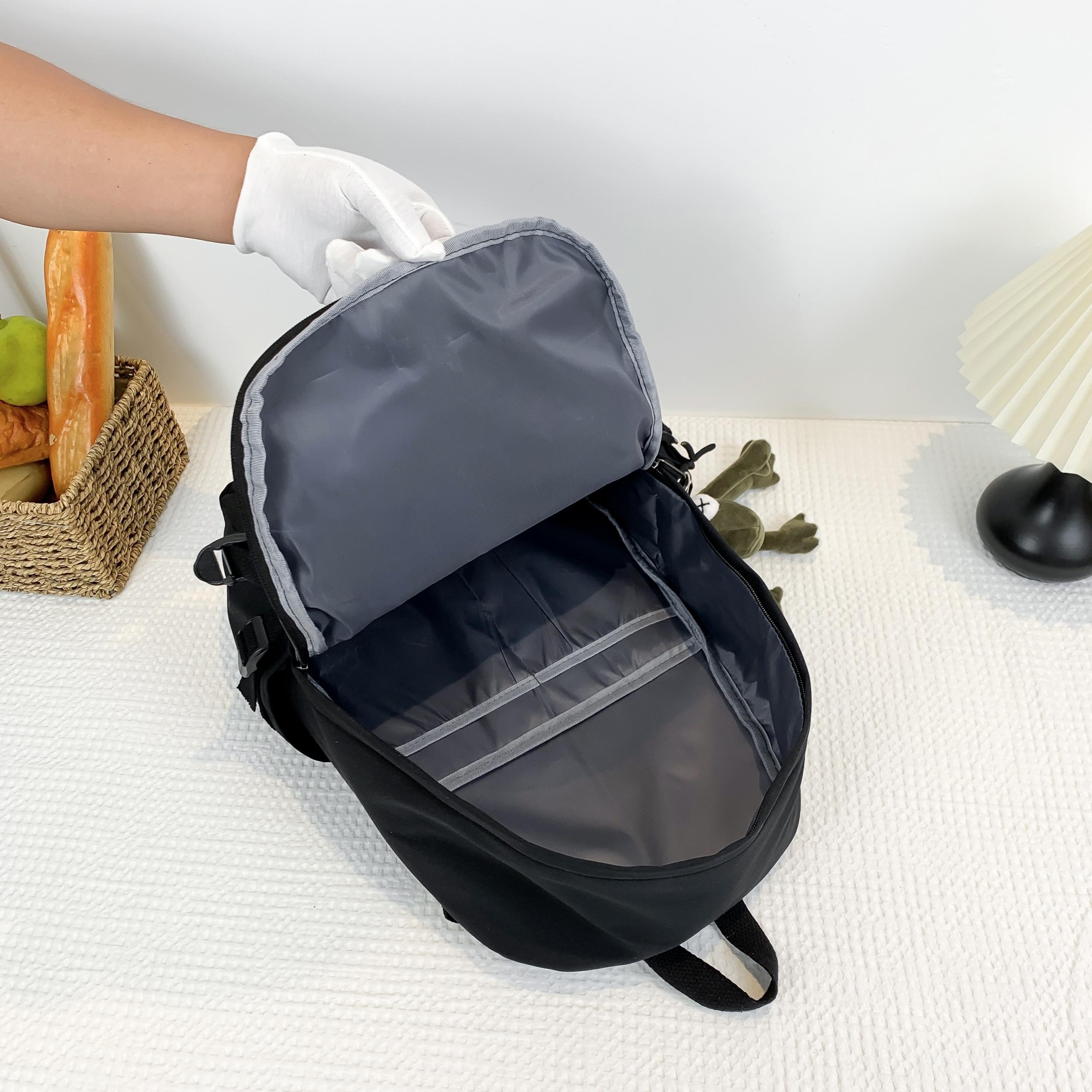 Large Capacity Zipper Backpack Solid Rucksack Preppy School Bag
