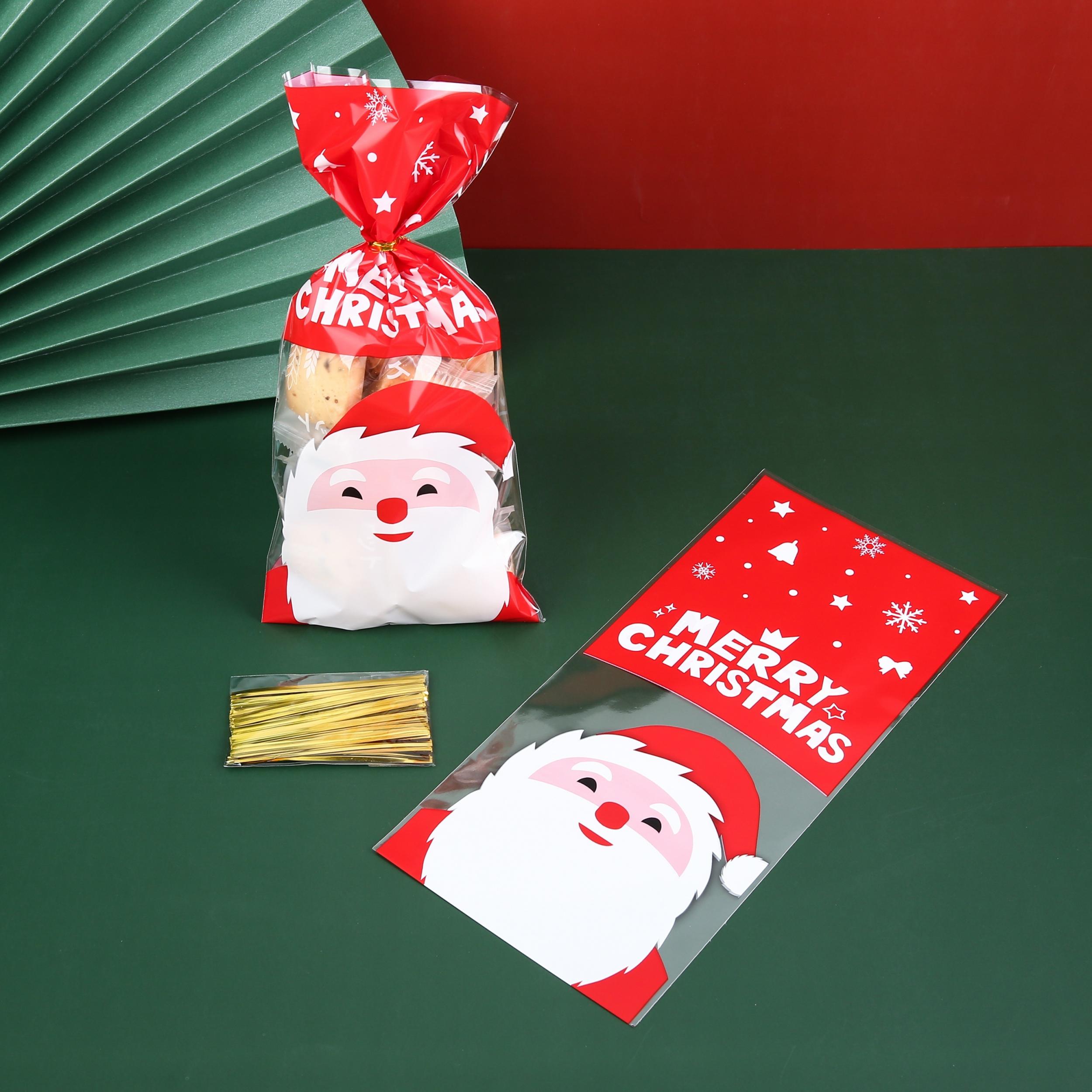 50pcs Christmas Candy Bag Santa Gift Packaging Bag Christmas Decoration