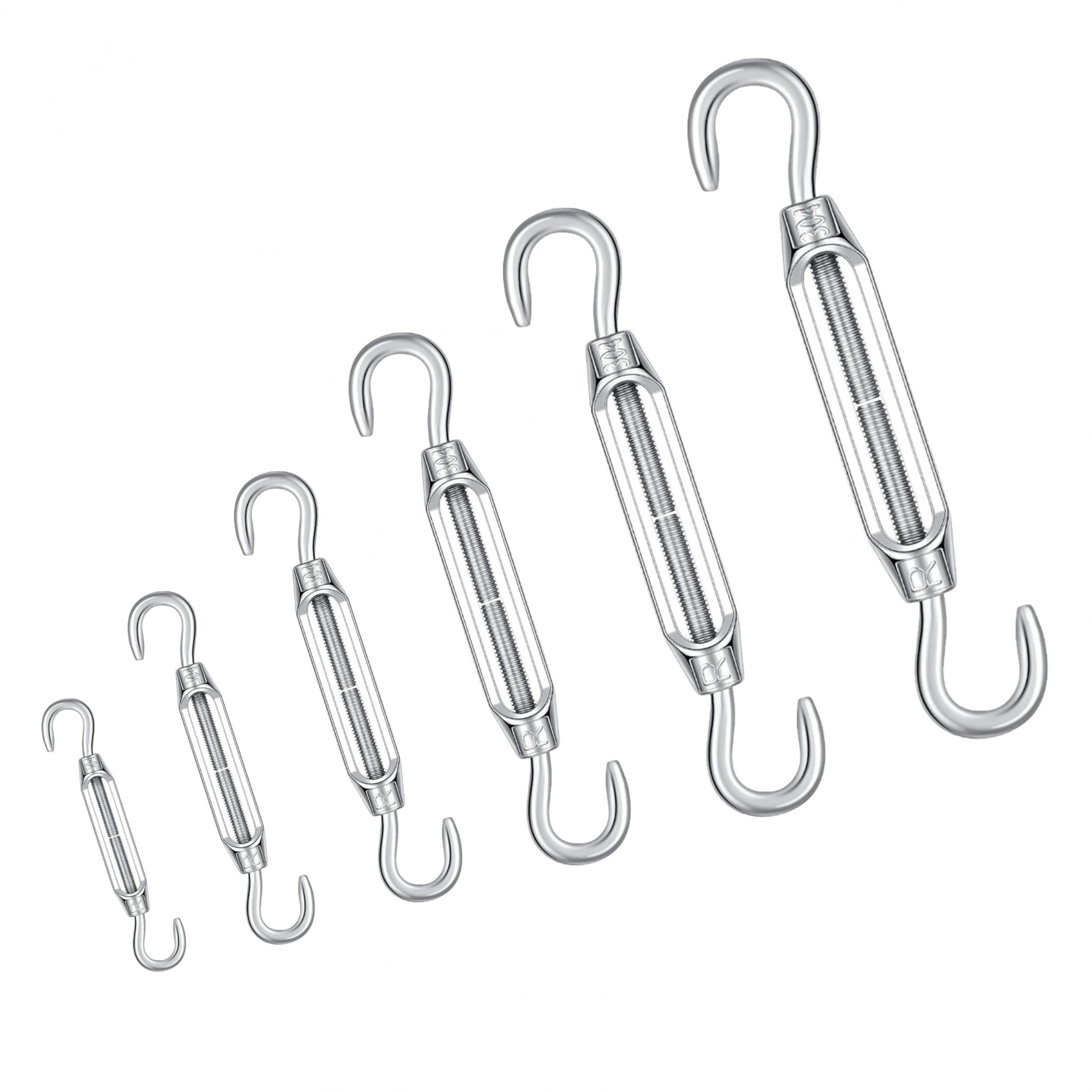 4pcs M4-M12 Hook And Hook Turnbuckle 304 Stainless Steel Wire Rope Tension