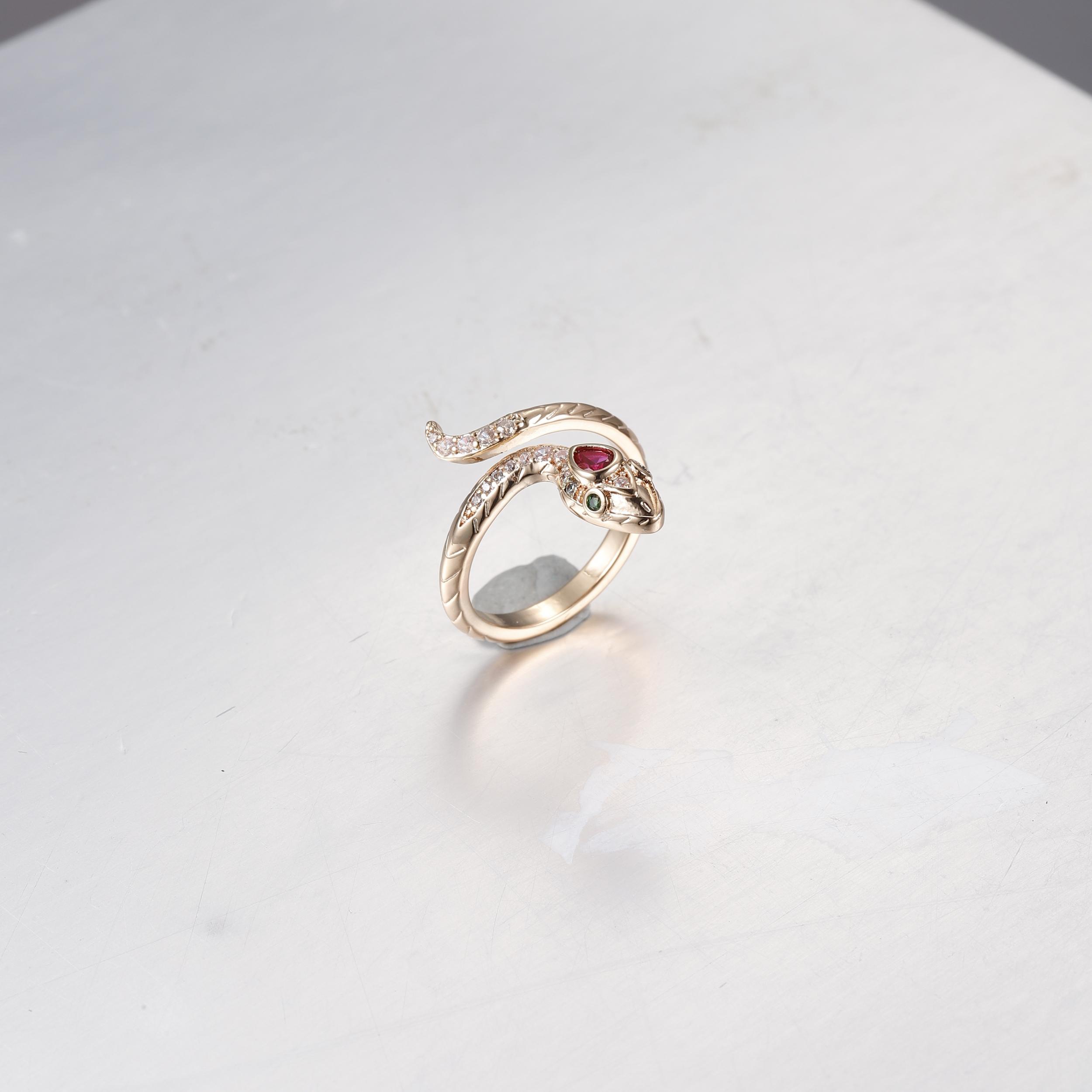 Men's Punk Snake Pattern Copper Studded Ring