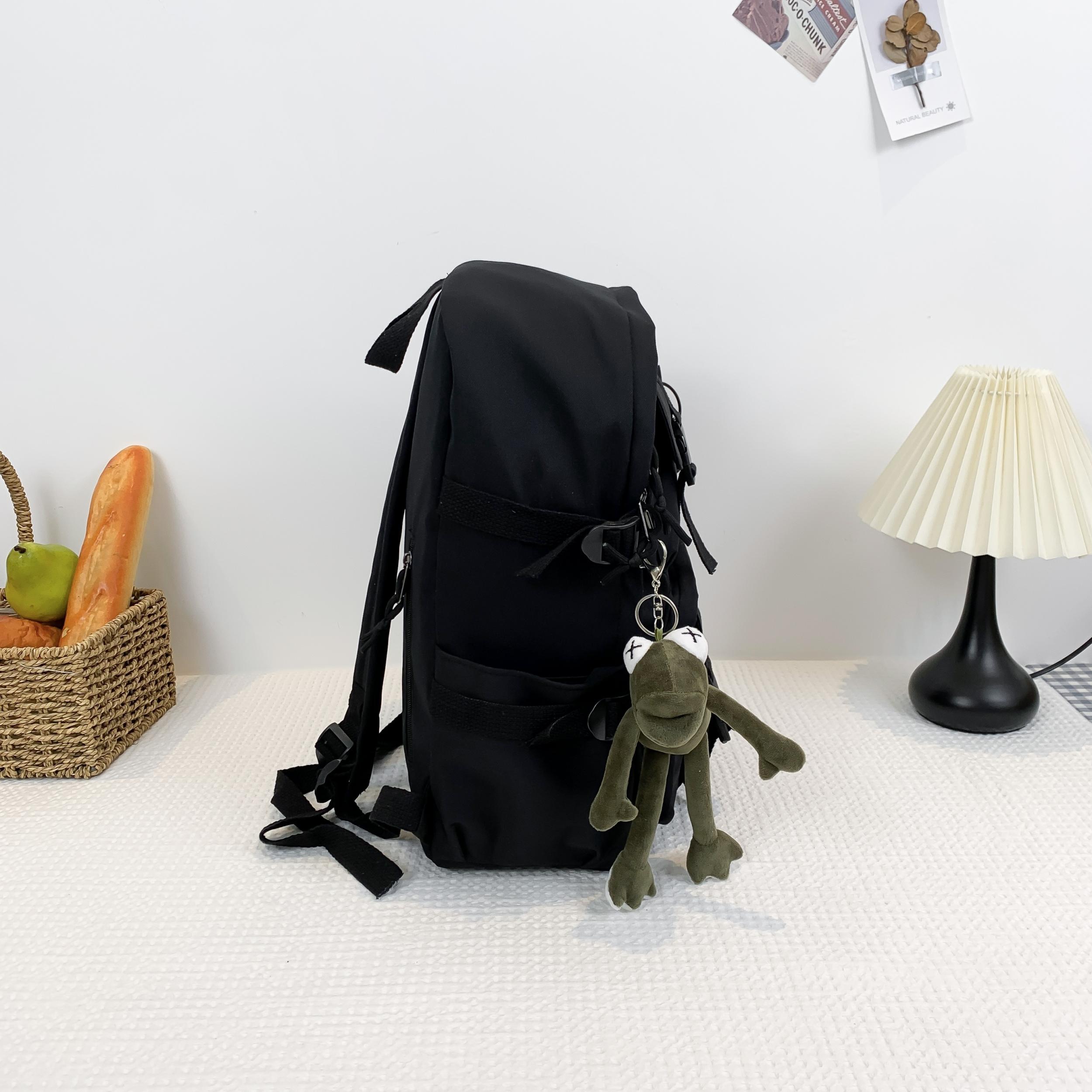 Large Capacity Zipper Backpack Solid Rucksack Preppy School Bag