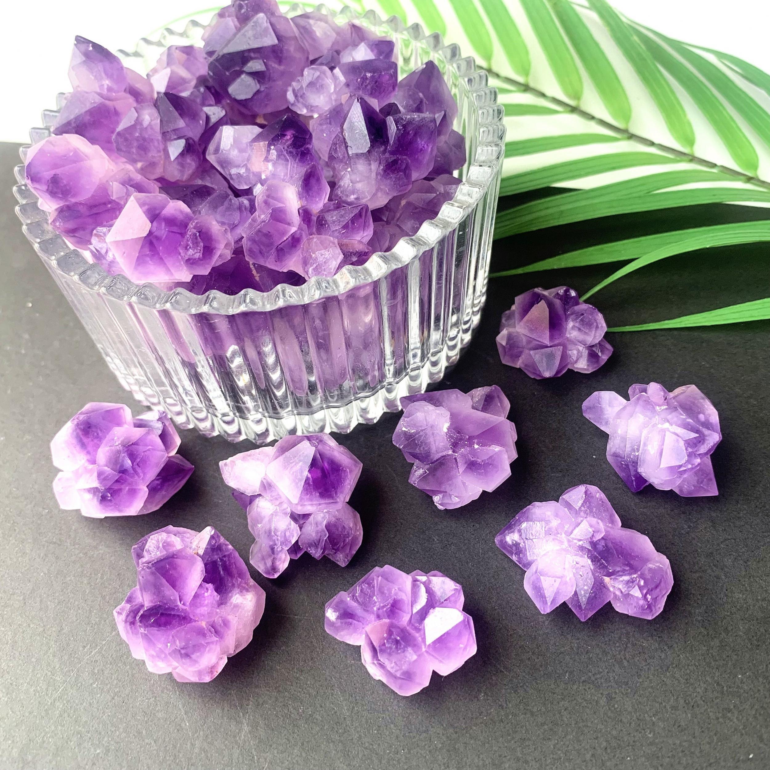 Natural Amethyst Flower Cluster Raw Stone Crystals