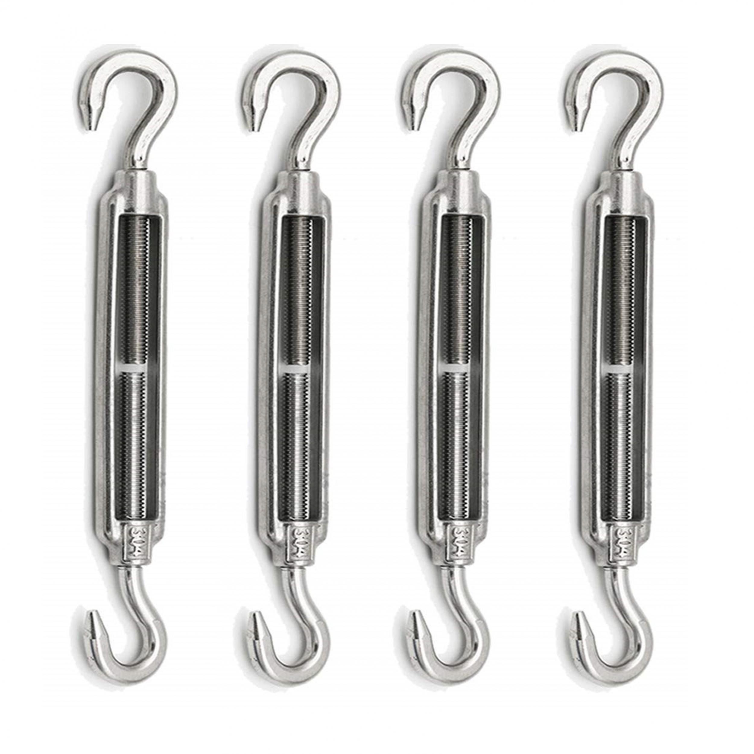 4pcs M4-M12 Hook And Hook Turnbuckle 304 Stainless Steel Wire Rope Tension
