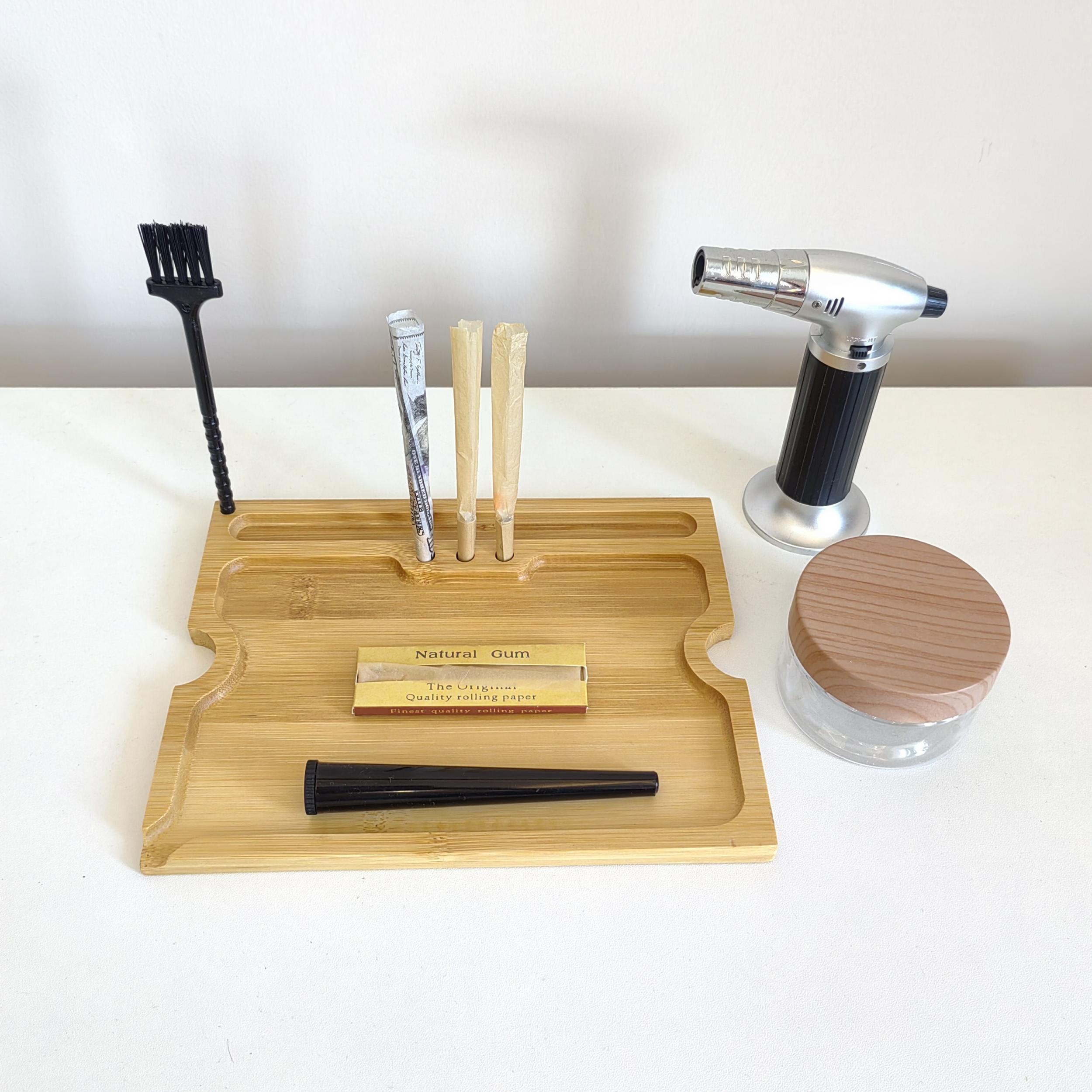 Wooden Storage Box With Tray Bamboo For Smoking Paper