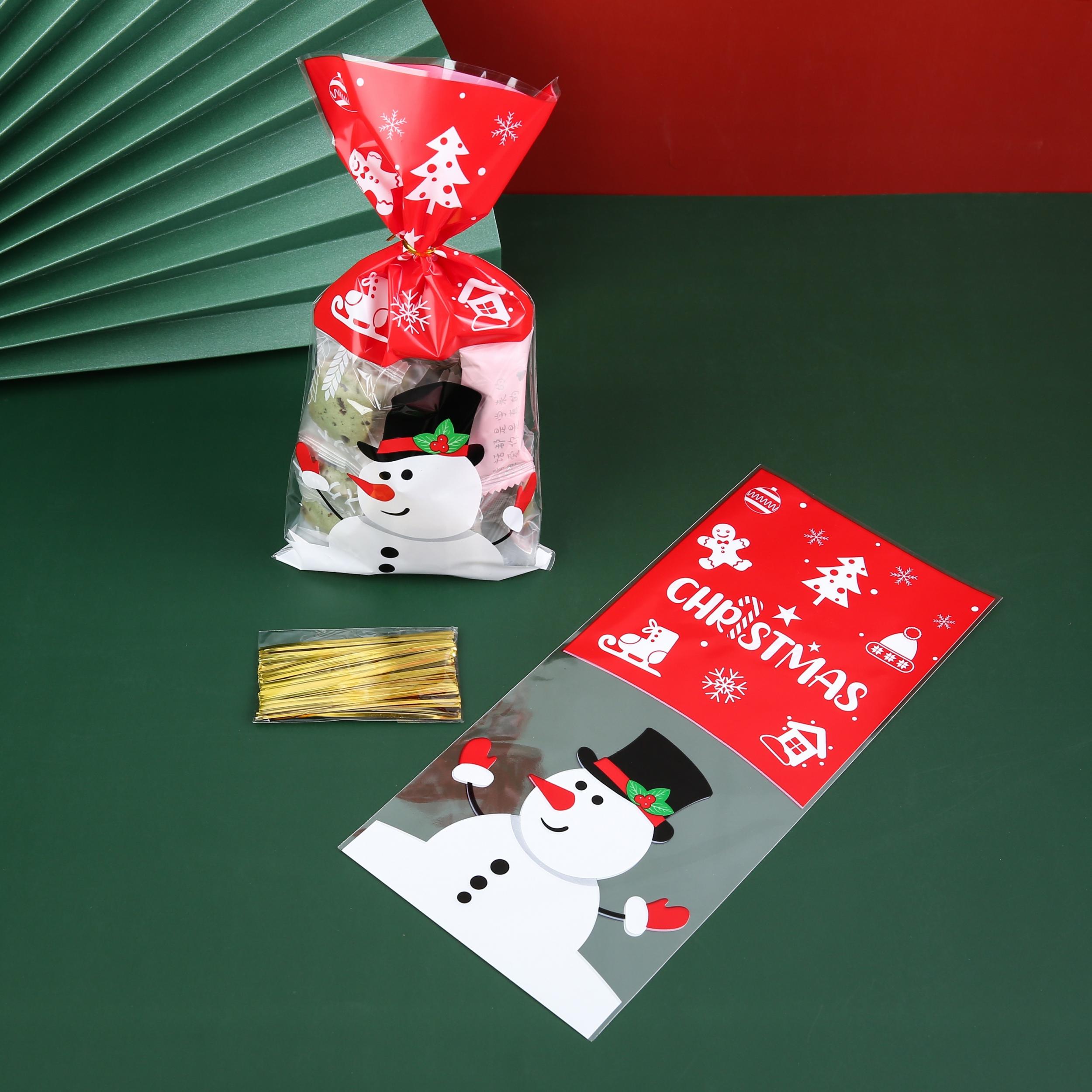 50pcs Christmas Candy Bag Santa Gift Packaging Bag Christmas Decoration