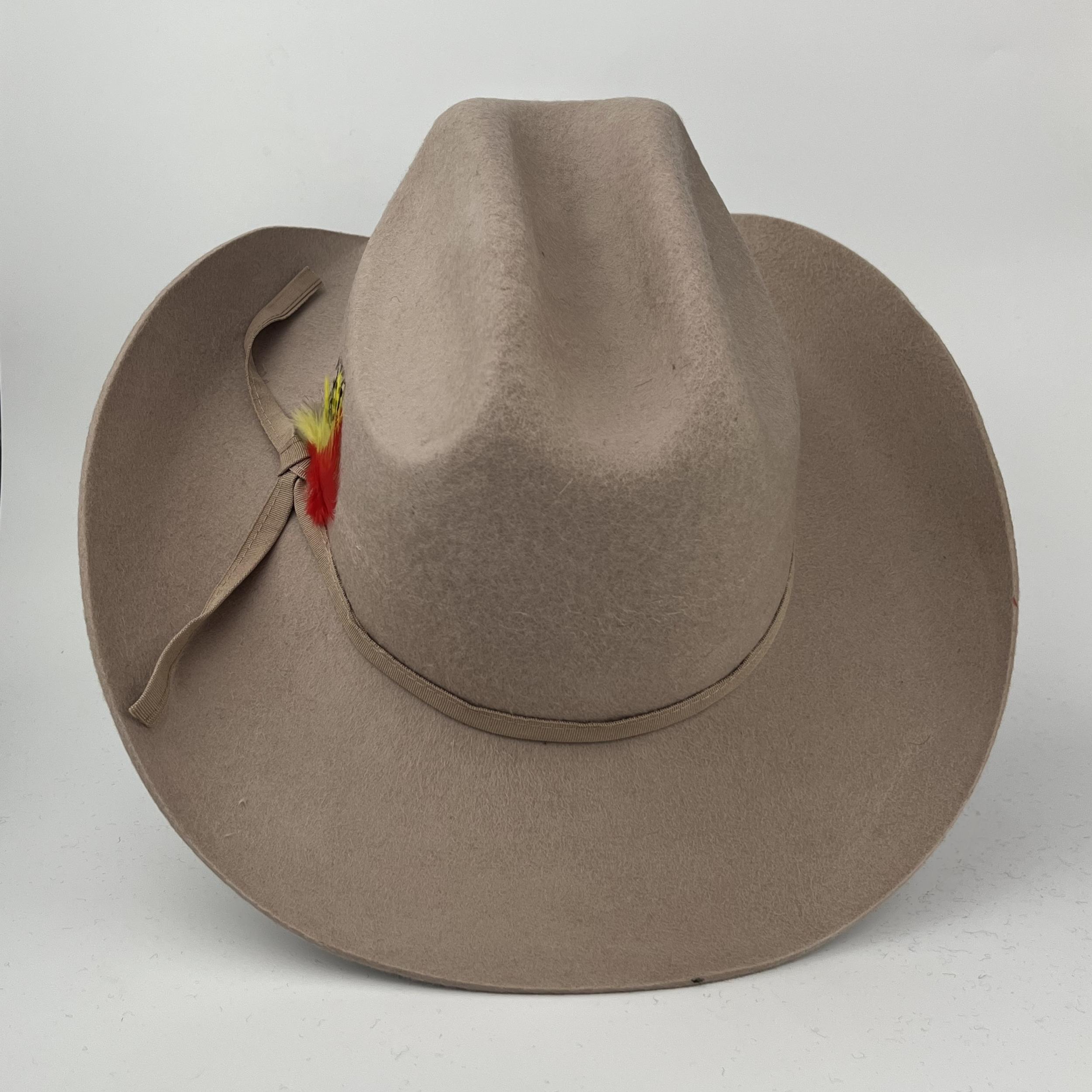 Breathable Sunshade Cowboy Hat w/ Bow Feather Belt & Rope Accessories