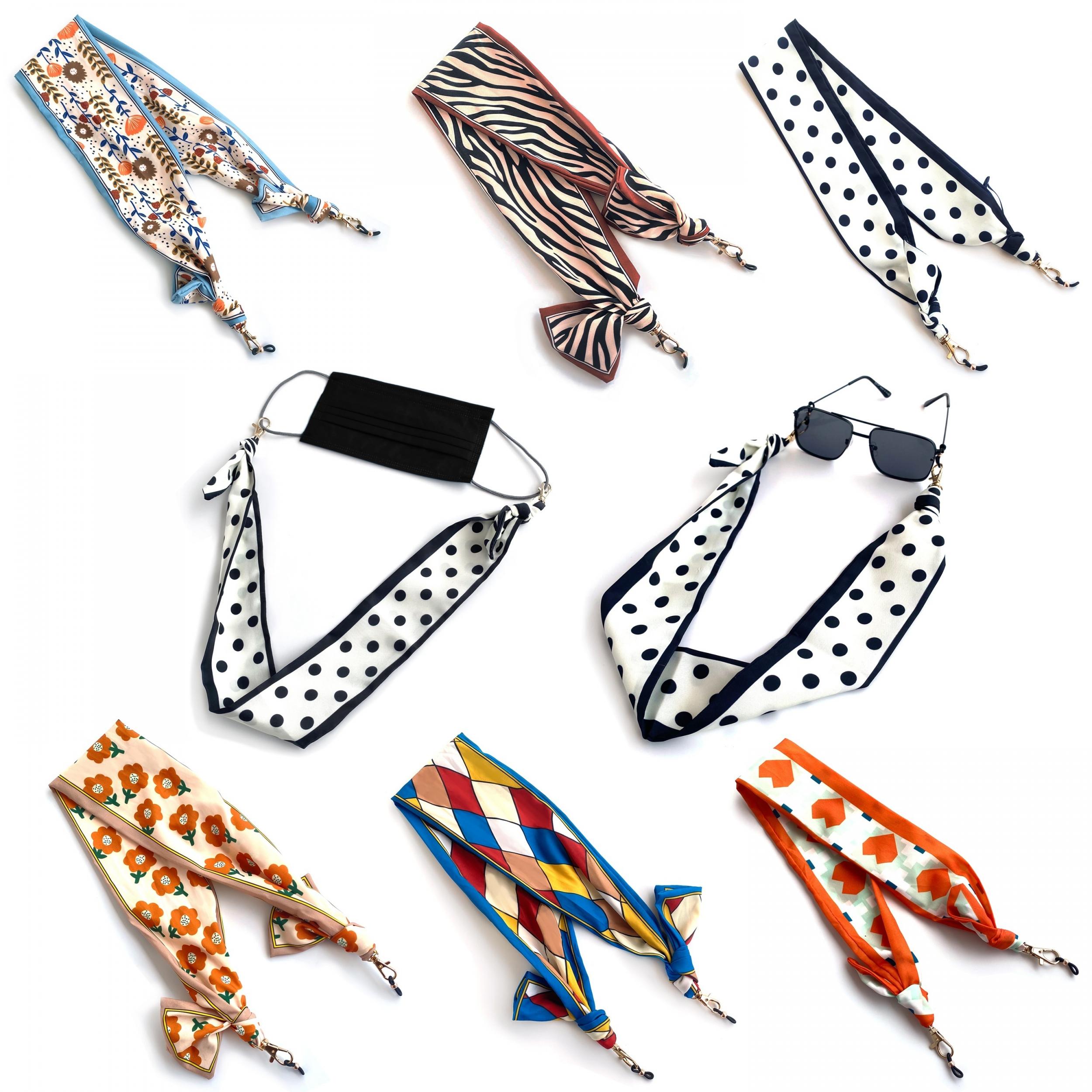 Boho Printed Scarf Glasses Chain, Windproof Neck Strap