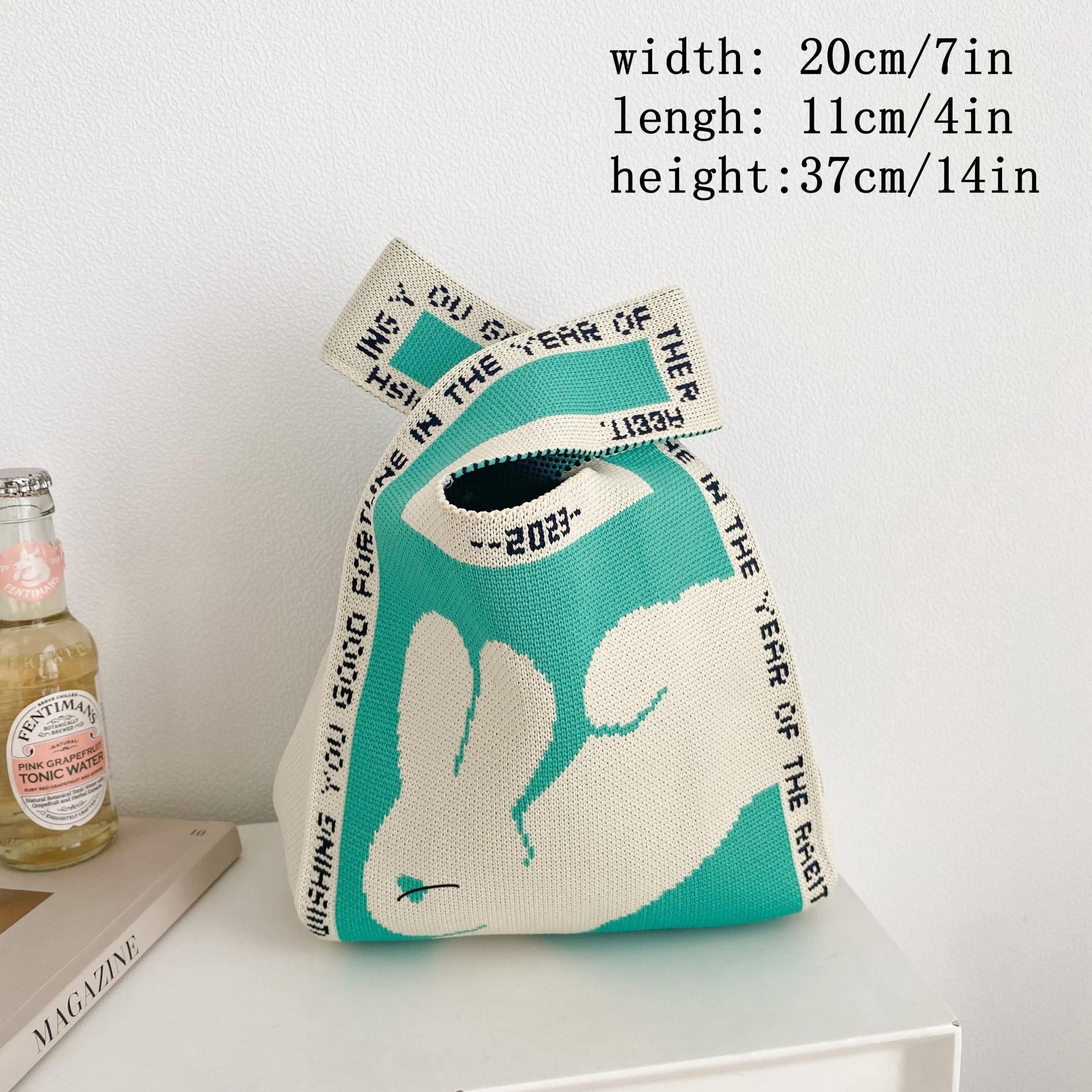 Heart Pattern Crochet Bag Colorblock Handbag for Women